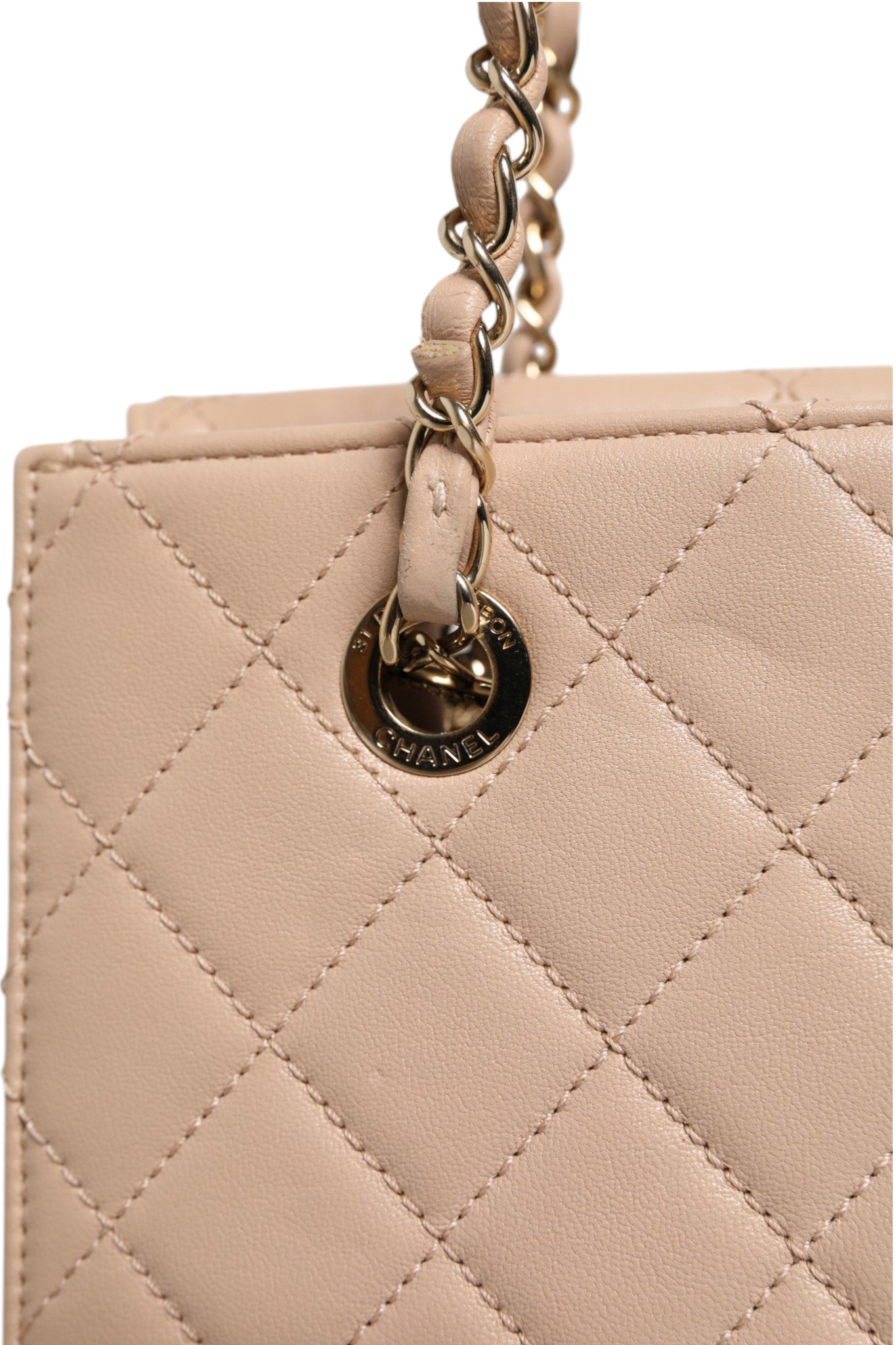 Pre-Owned Chanel Quilted Leather Beauty Lock Flap Bag Beige Women's B+ (Good — light signs of wear)