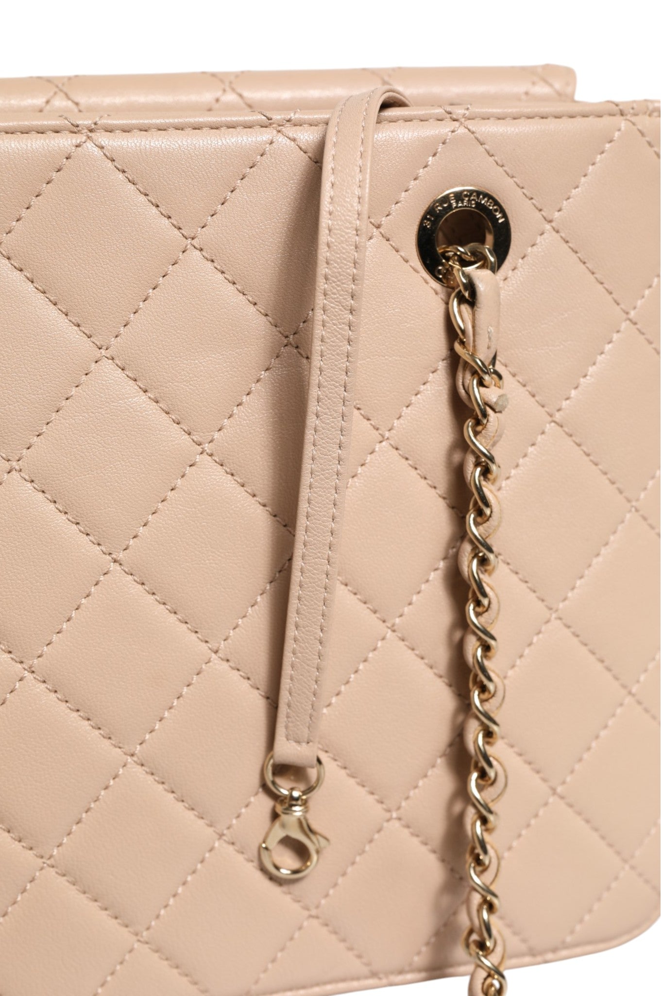 Pre-Owned Chanel Quilted Leather Beauty Lock Flap Bag Beige Women's B+ (Good — light signs of wear)