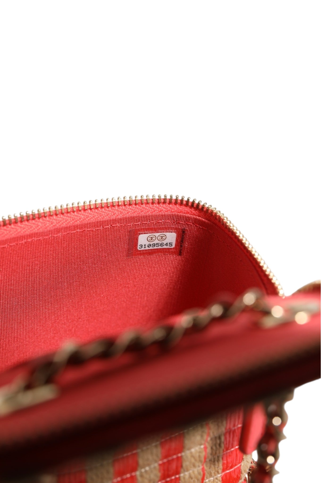 Pre-Owned Chanel Raffia Jute Striped Mini Vanity Case Beige, Orange Women's A (Excellent — Like New)
