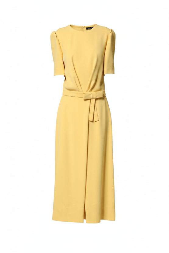 Dolce & Gabbana Yellow Short-Sleeved Crew Neck Midi Dress