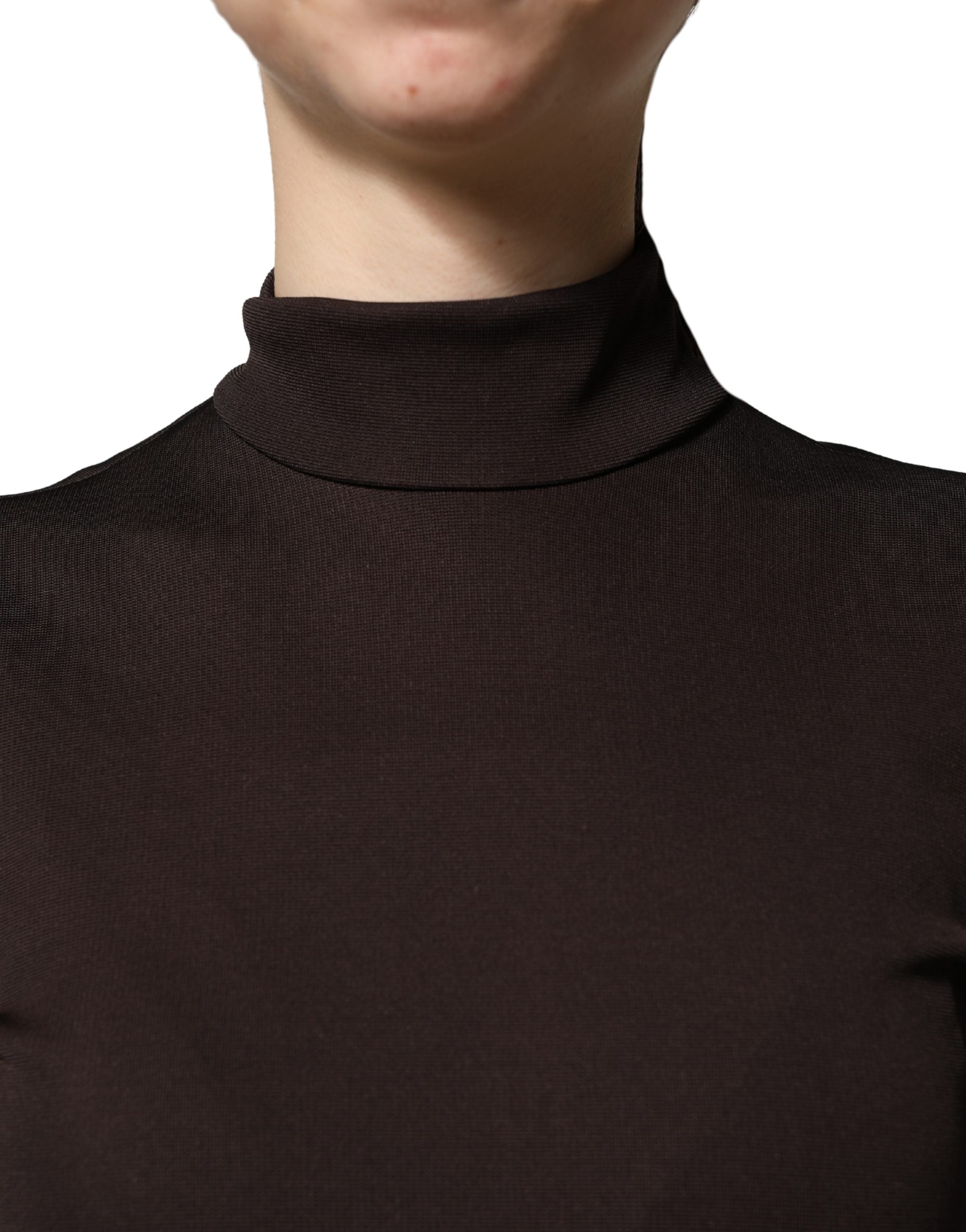 Pre-Owned Dolce & Gabbana Brown Turtleneck Jersey Long Maxi Dress
