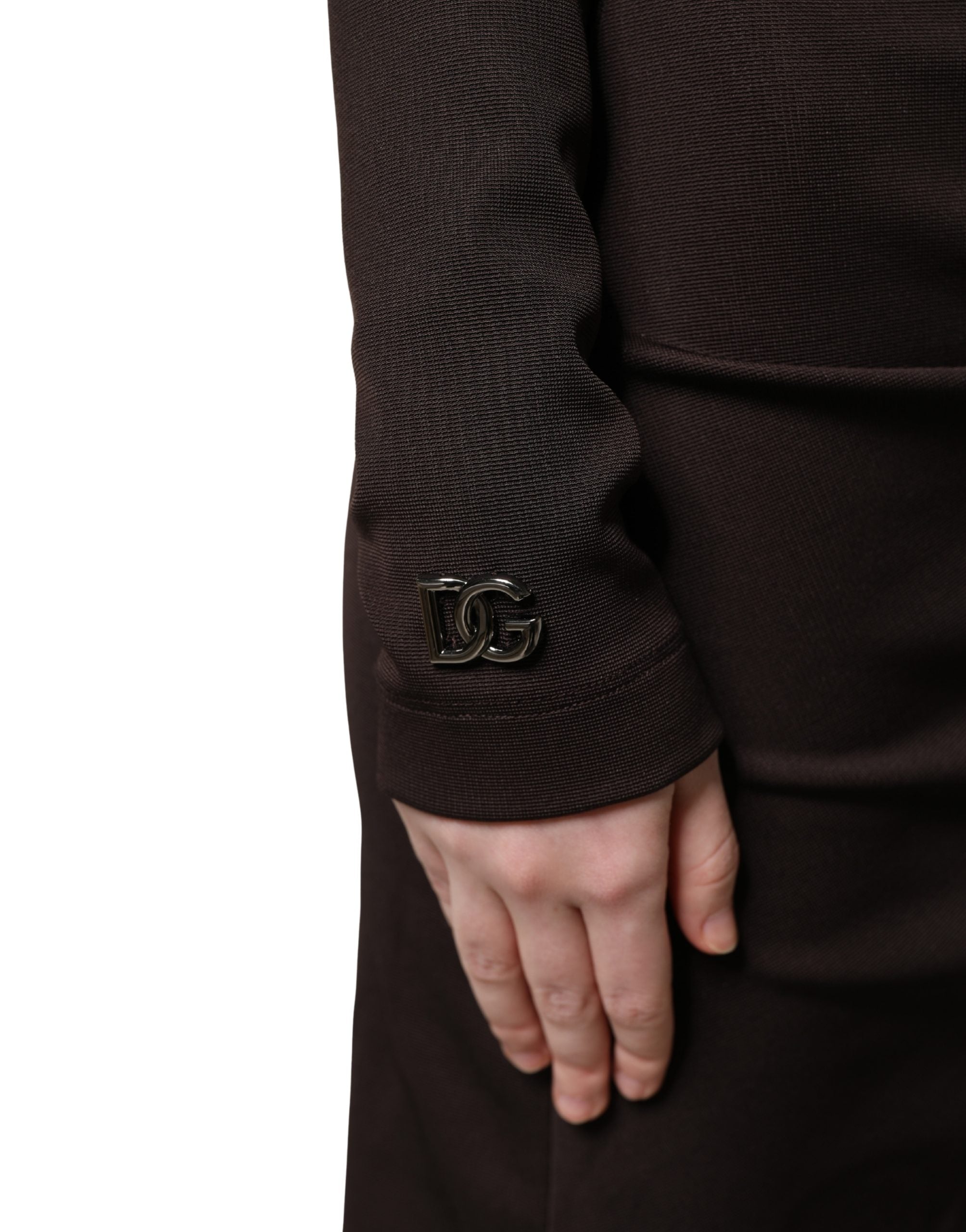 Pre-Owned Dolce & Gabbana Brown Turtleneck Jersey Long Maxi Dress