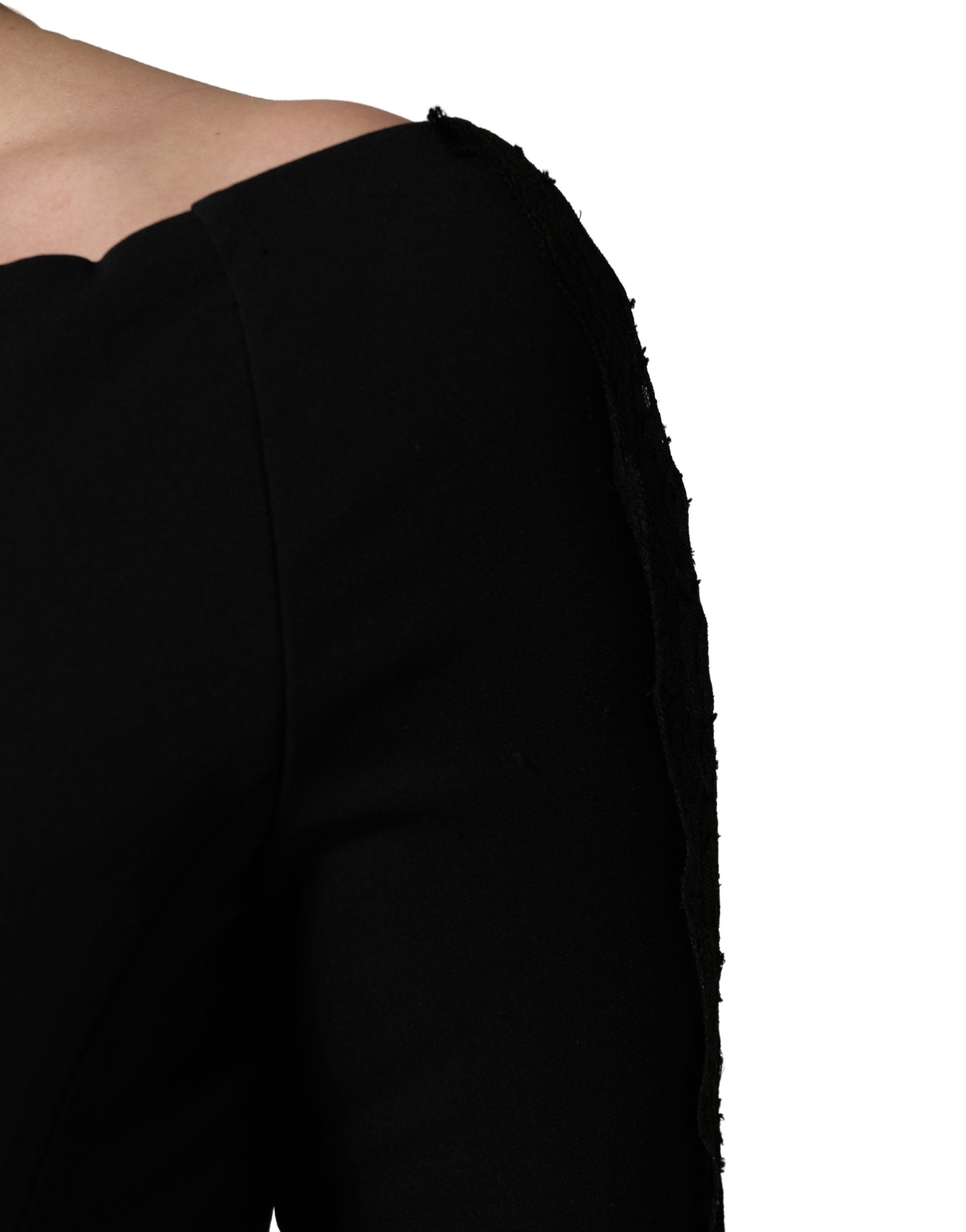 Dolce & Gabbana Black Silk Button Bodice Sheath Maxi Dress