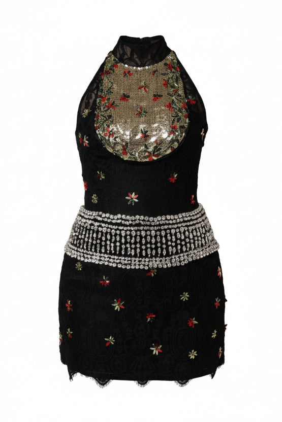 Dolce & Gabbana Black Sequin Embellished Sheath Mini Dress