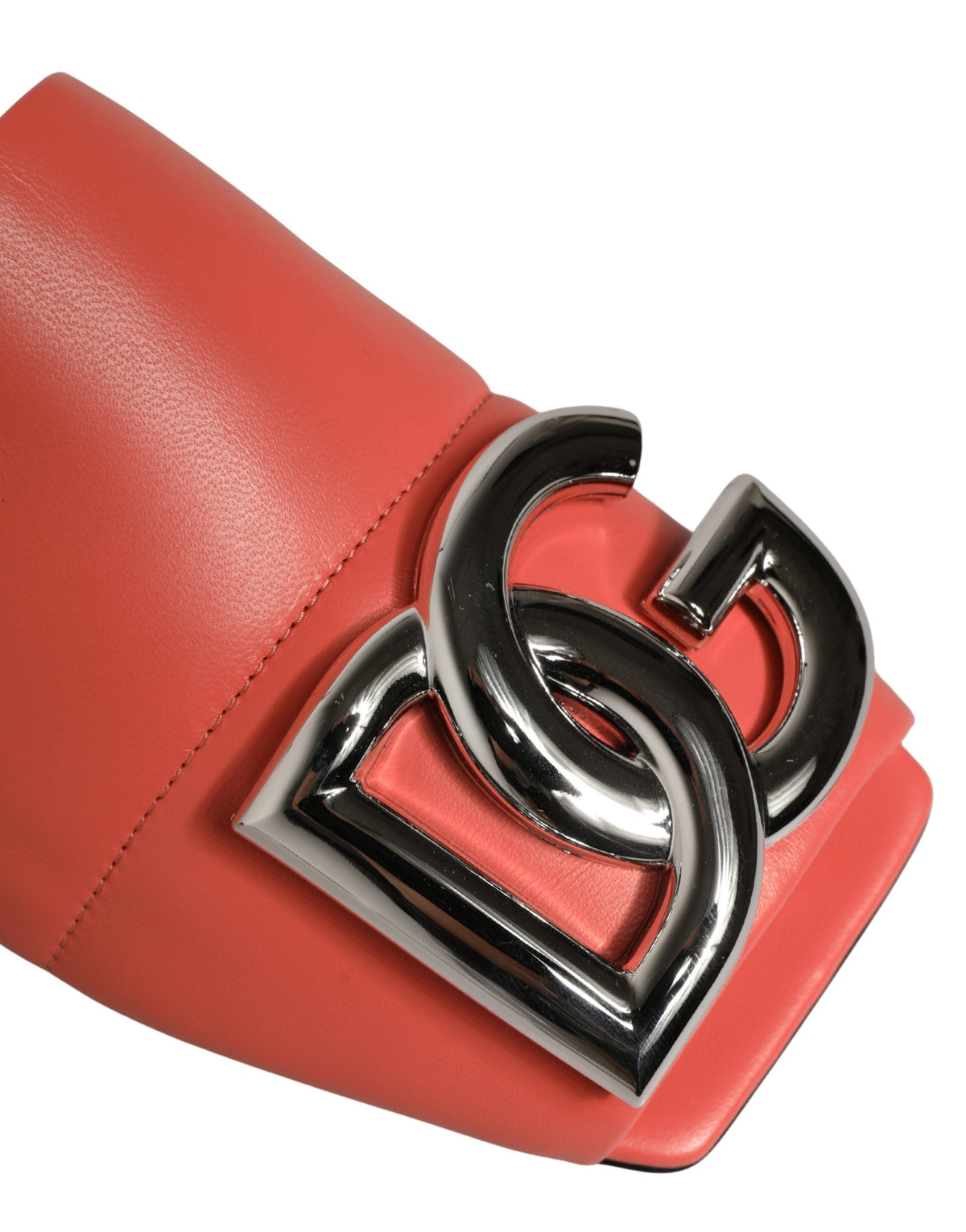 New Dolce & Gabbana Orange DG Logo Leather Flats Sandals Shoes
