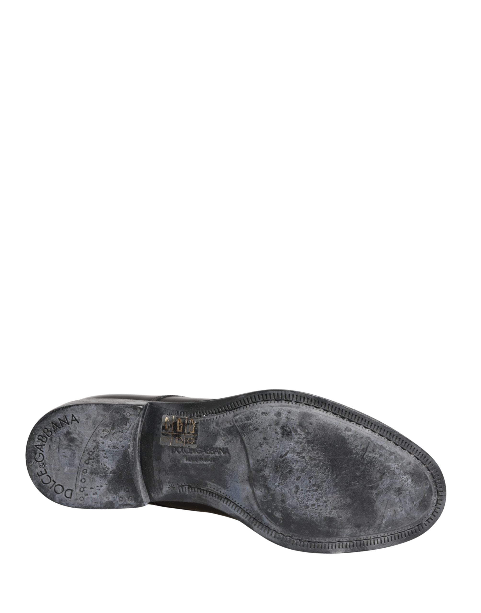 Dolce & Gabbana Black Calfskin Leather Derby Men Dress Shoes