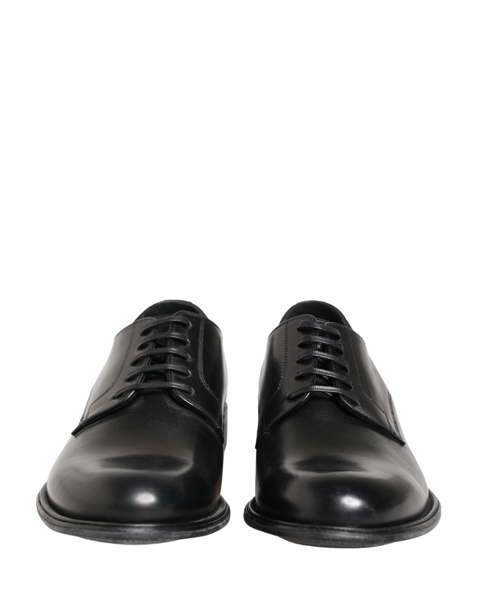 Dolce & Gabbana Black Calfskin Leather Derby Men Dress Shoes