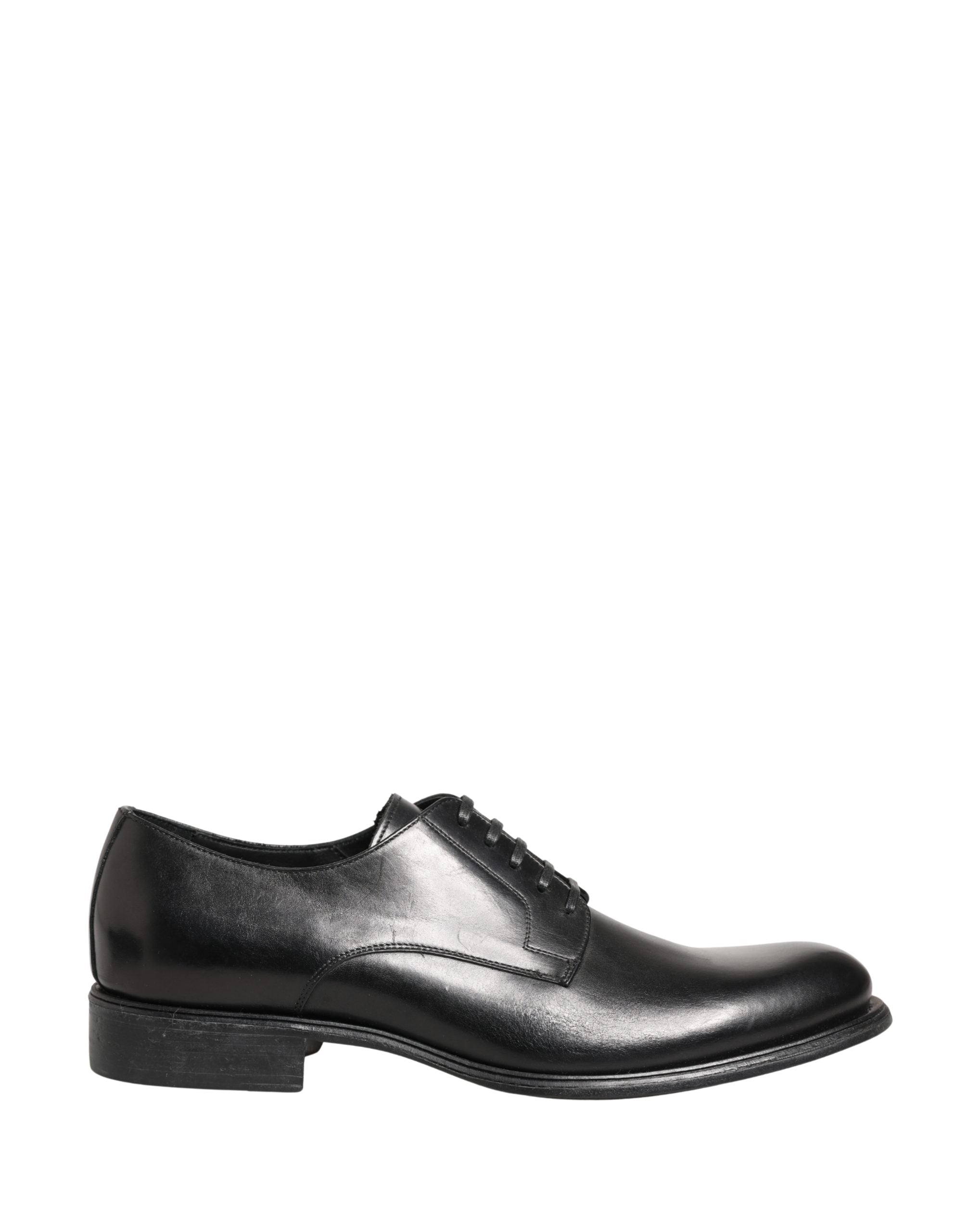 Dolce & Gabbana Black Calfskin Leather Derby Men Dress Shoes