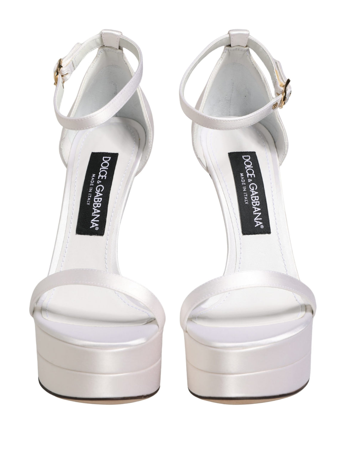 New Dolce & Gabbana White Platform Ankle Strap Sandals Shoes