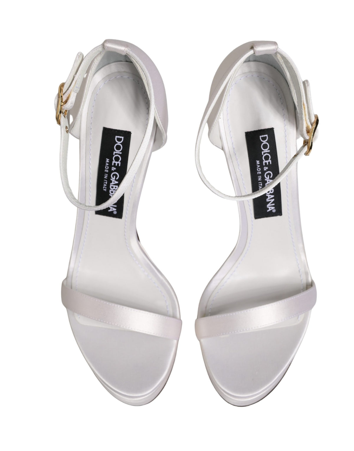 New Dolce & Gabbana White Platform Ankle Strap Sandals Shoes