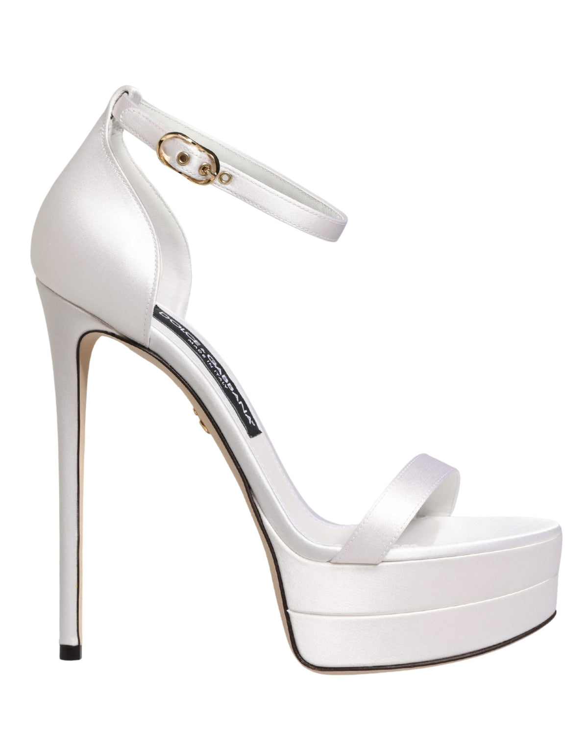 New Dolce & Gabbana White Platform Ankle Strap Sandals Shoes