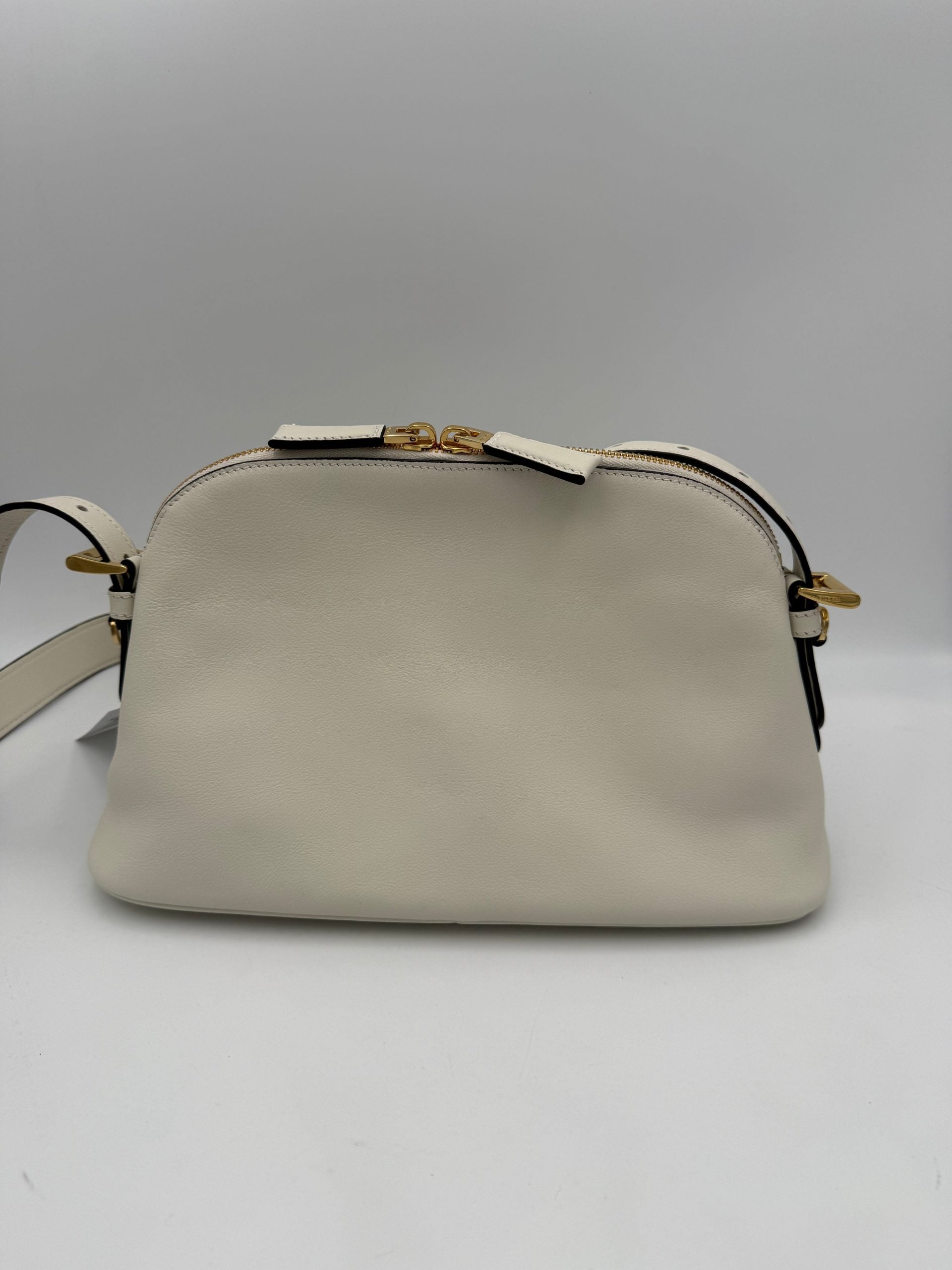 Pre-Owned Prada PRADA Bauletto BOWLING in Leather Handbag White Women's AB (Very Good — between Lightly Used and Used)