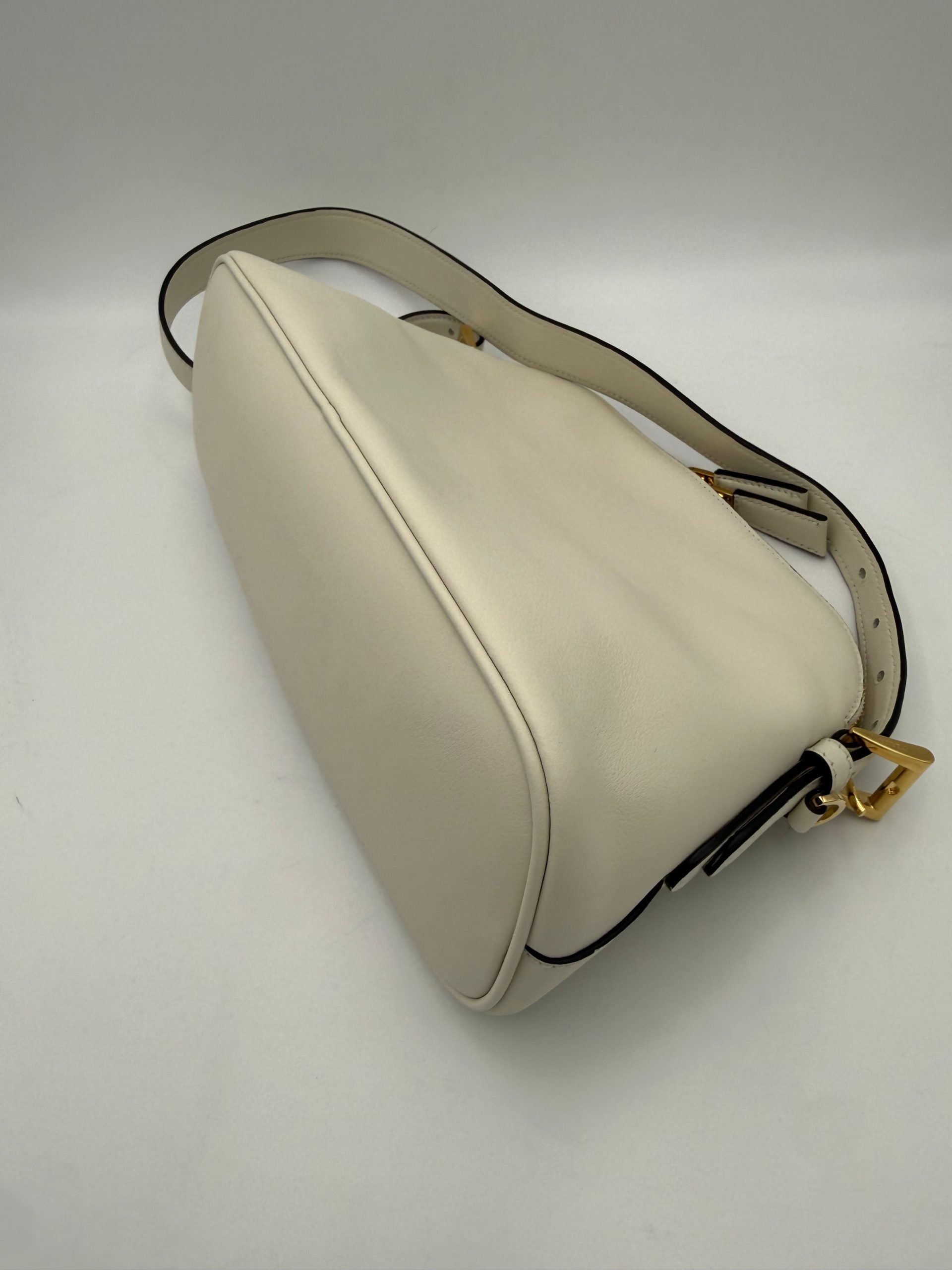 Pre-Owned Prada PRADA Bauletto BOWLING in Leather Handbag White Women's AB (Very Good — between Lightly Used and Used)