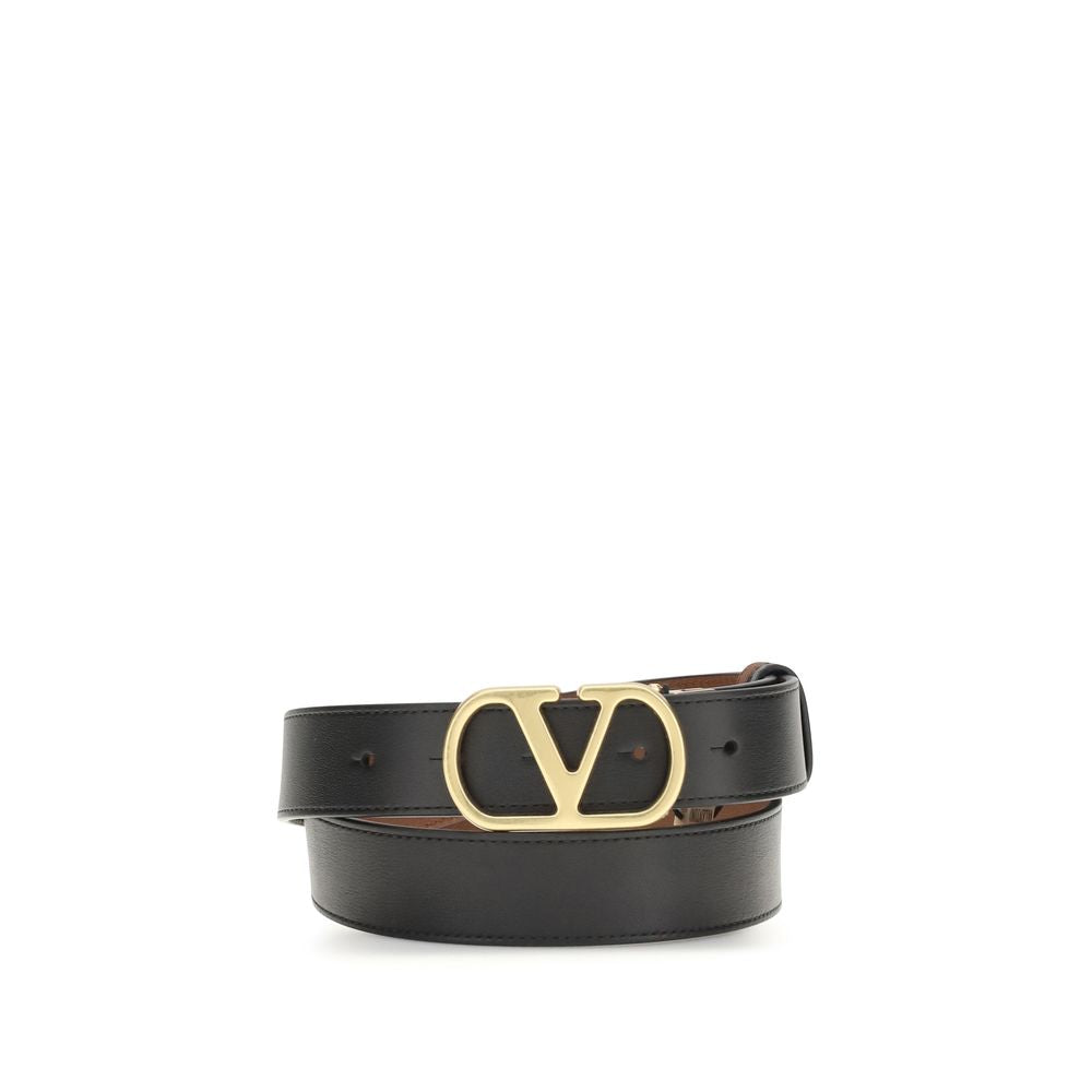 Valentino Garavani Black Leather Regular Belt