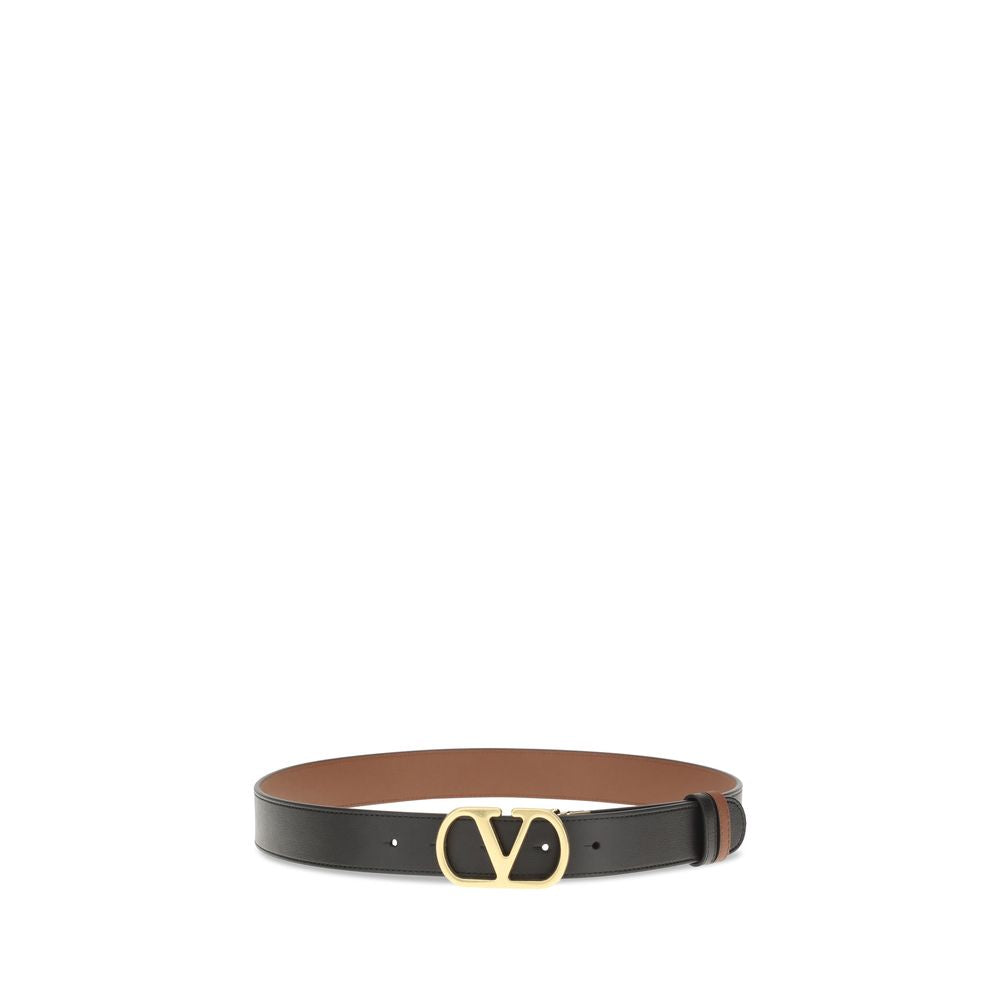 Valentino Garavani Black Leather Regular Belt