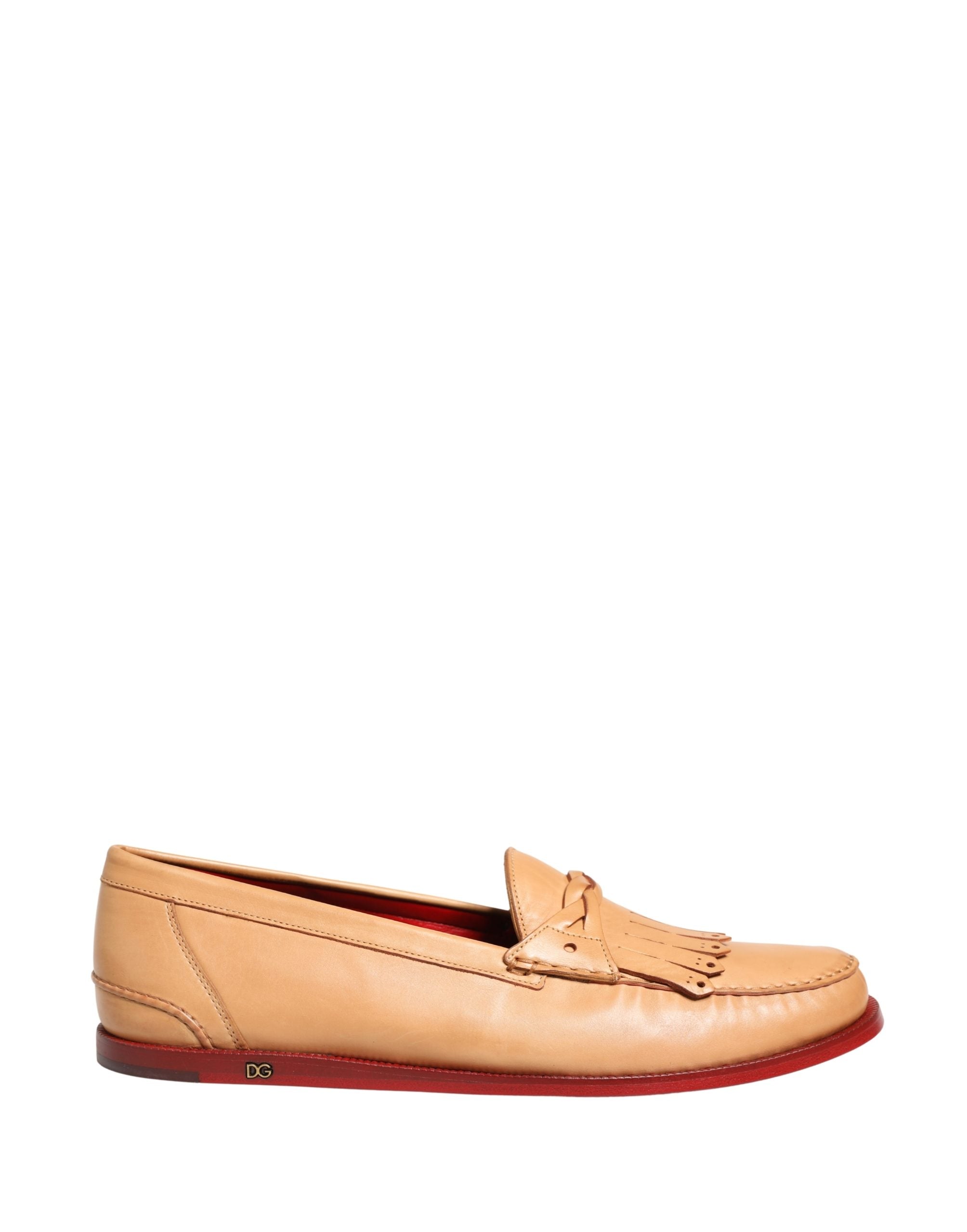 New Dolce & Gabbana Beige Tassel Leather Men Slip On Loafers Shoes