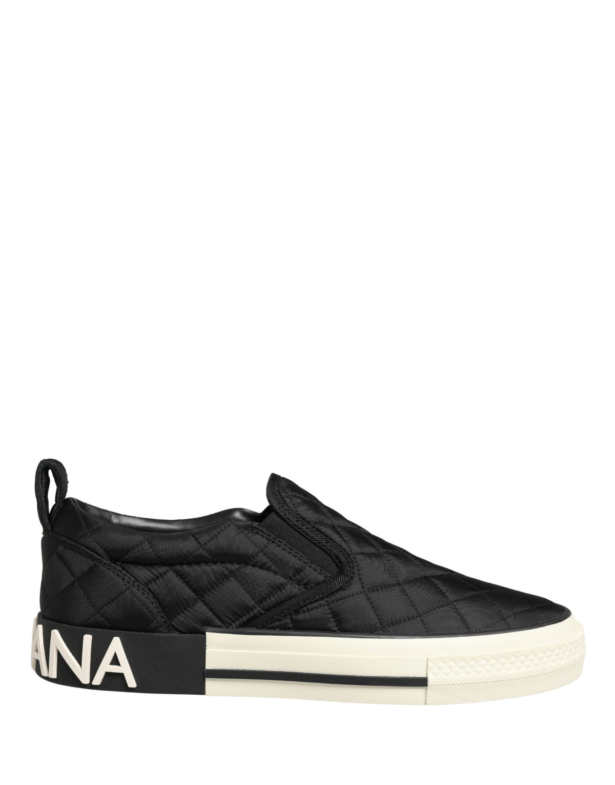 New Dolce & Gabbana Black Quilted Slip On Low Top Sneakers Shoes