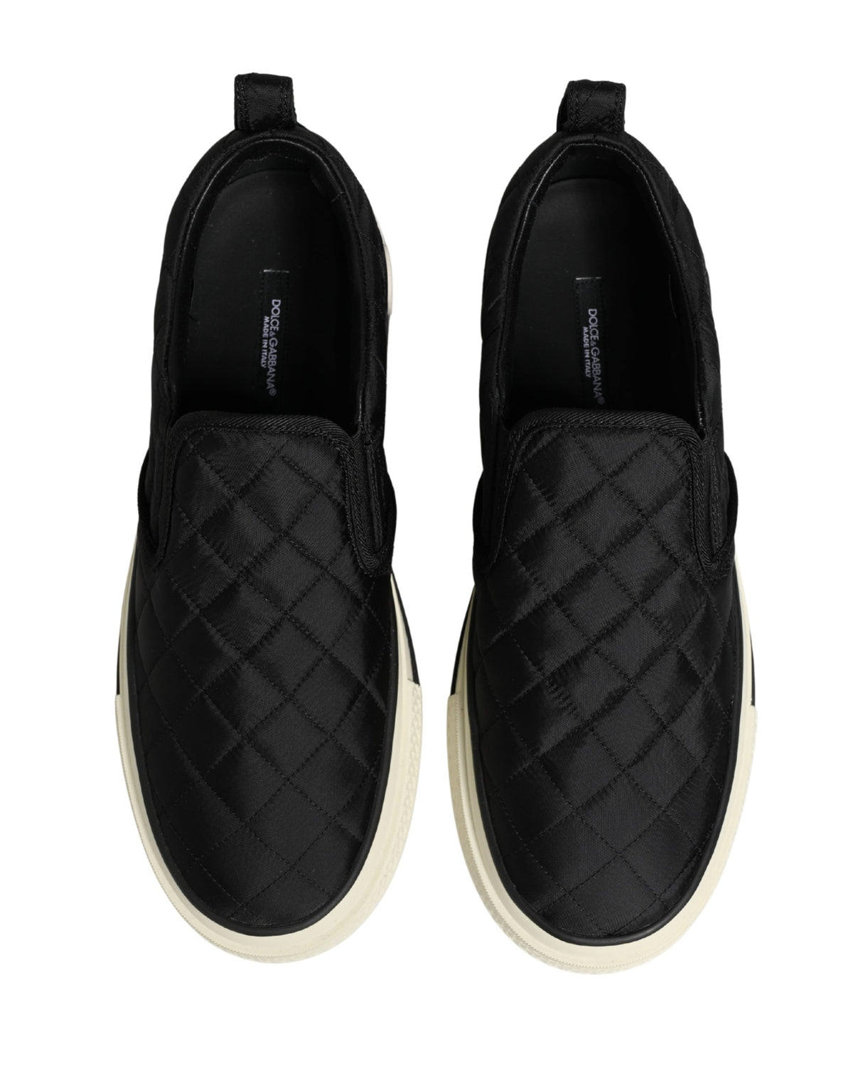New Dolce & Gabbana Black Quilted Slip On Low Top Sneakers Shoes