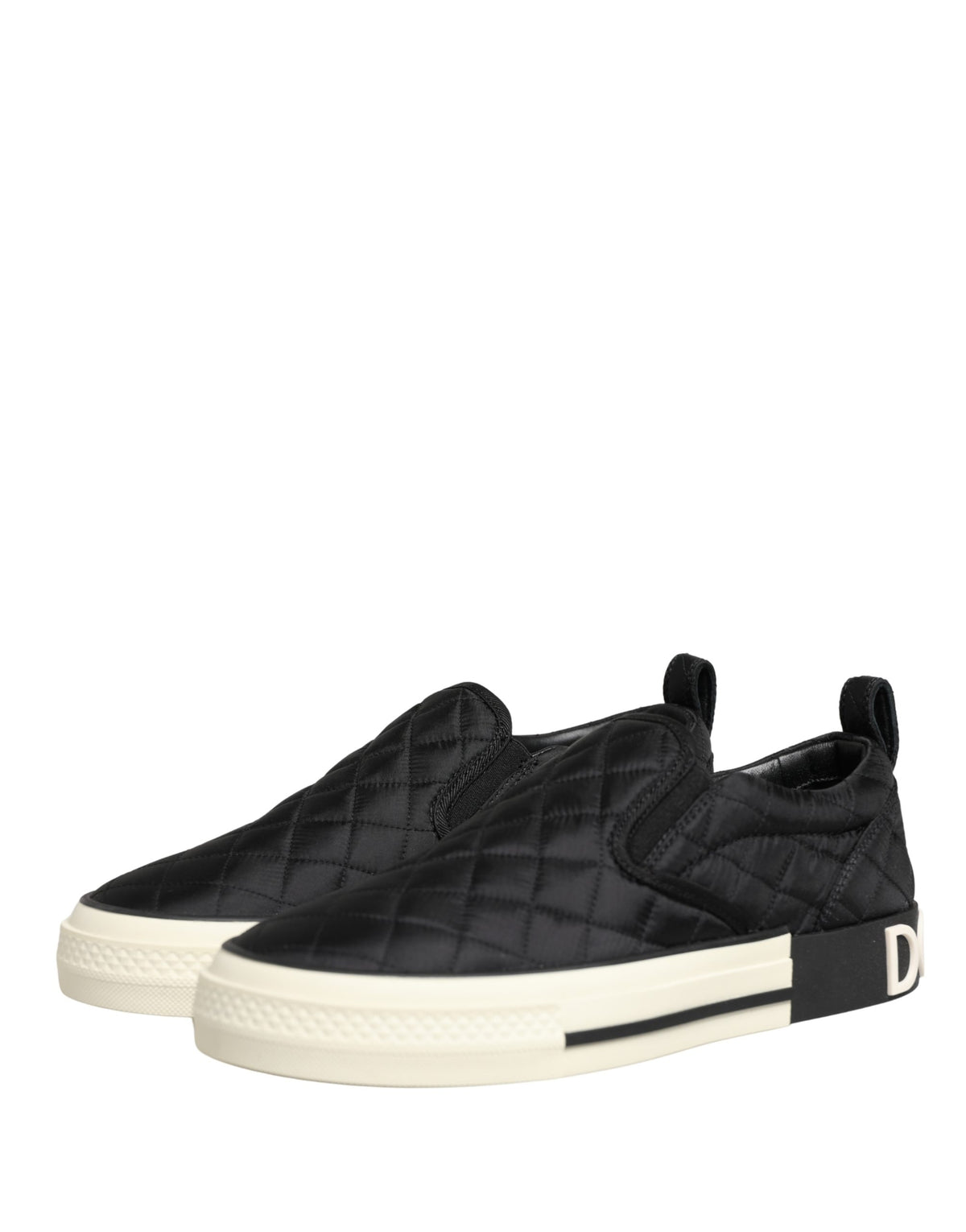 New Dolce & Gabbana Black Quilted Slip On Low Top Sneakers Shoes
