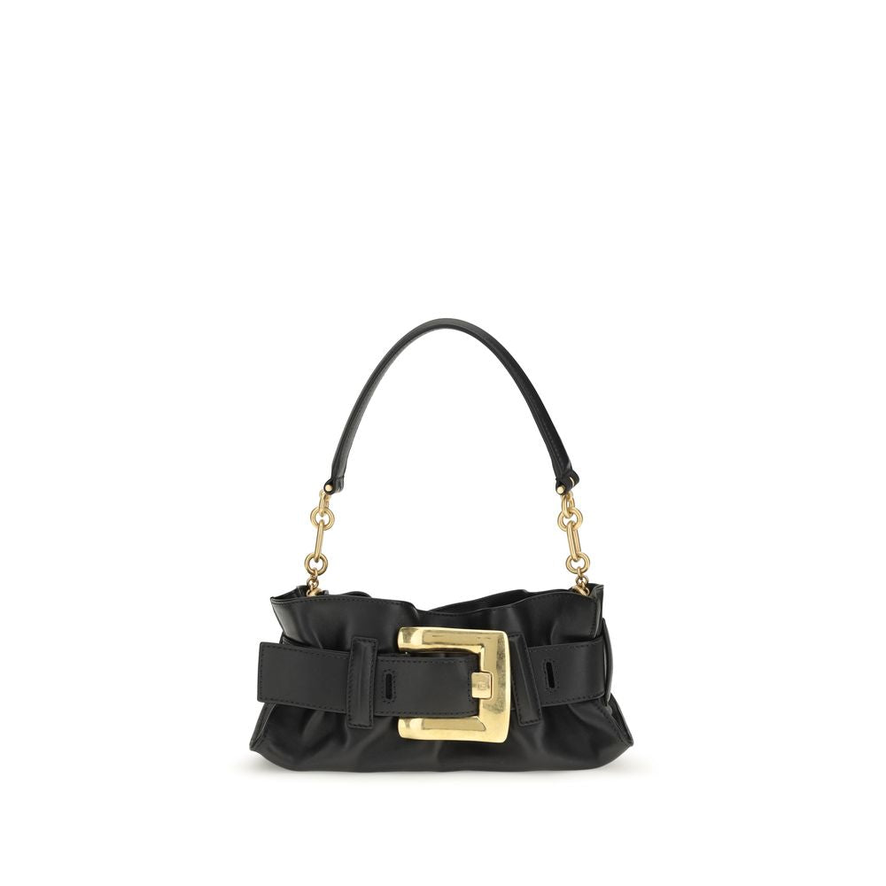Balmain Black Leather Shoulder Bag