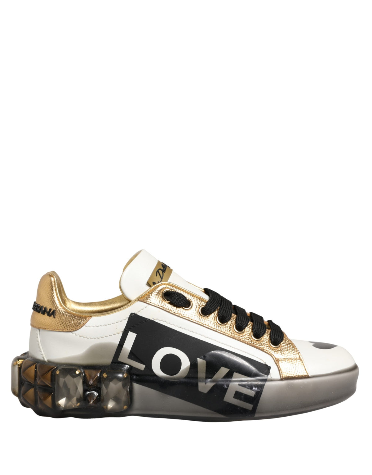 New Dolce & Gabbana Multicolor Crystal StuddedLOVE Sneakers Shoes