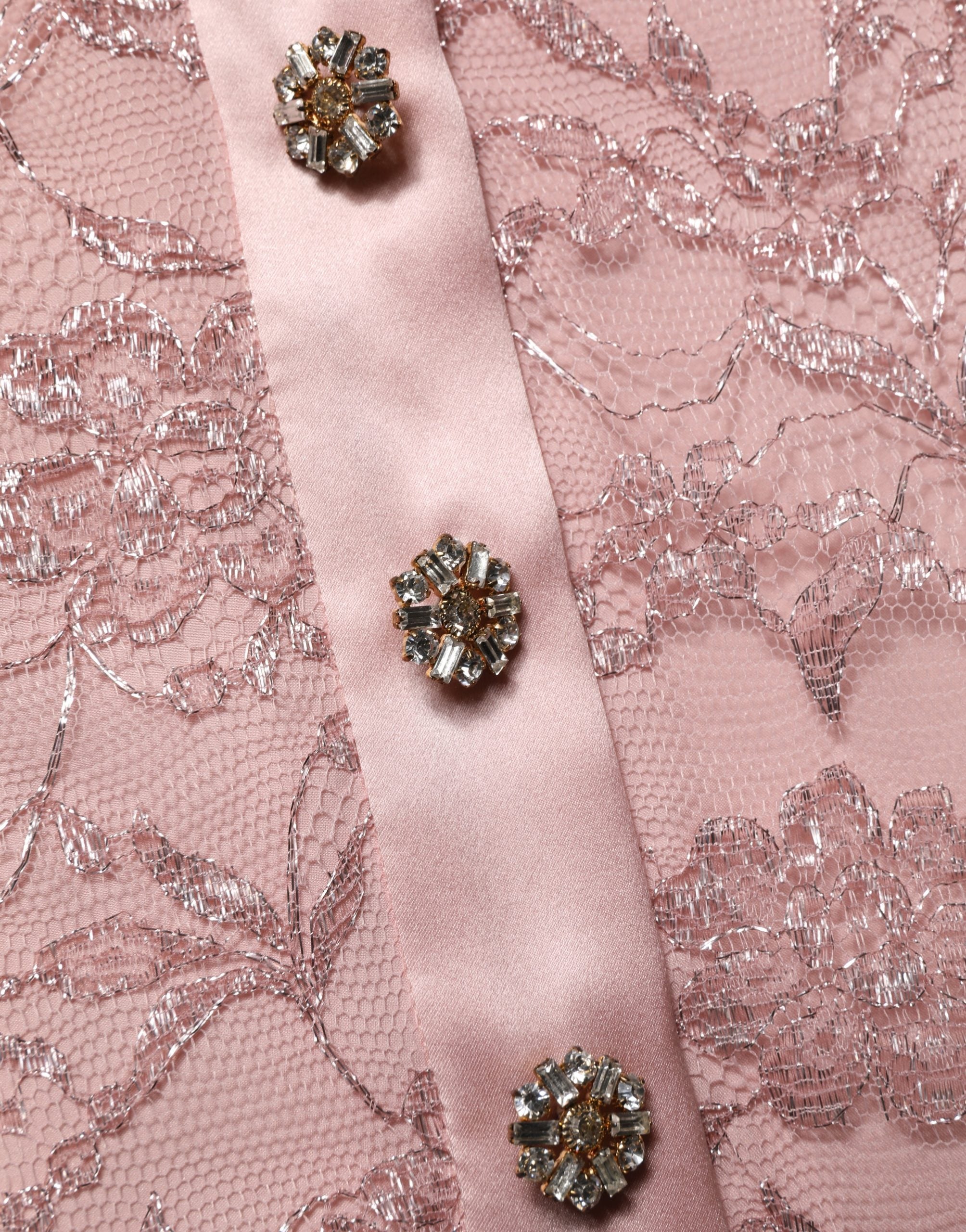 Dolce & Gabbana Pink Corded Floral Lace Kaftan Midi Dress