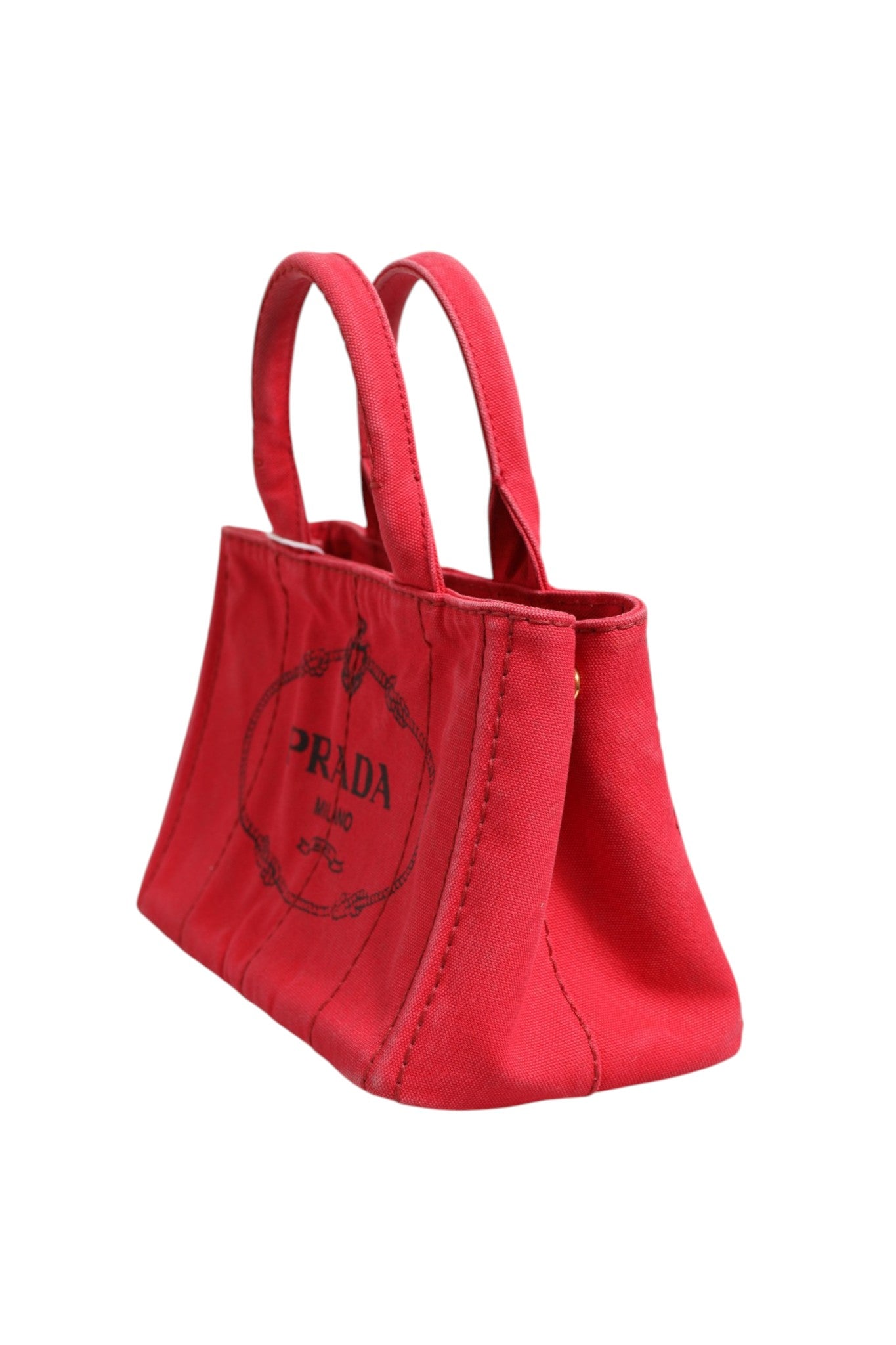 Pre-Owned Prada Canapa Mini Canvas Tote Pink Women's AB (Very Good — between Lightly Used and Used)