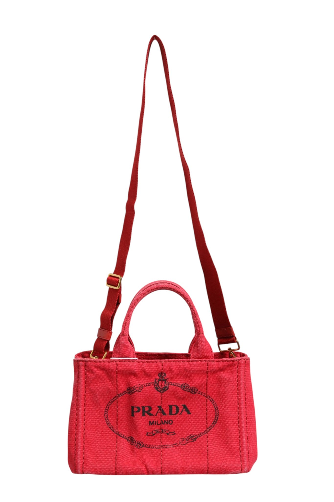 Pre-Owned Prada Canapa Mini Canvas Tote Pink Women's AB (Very Good — between Lightly Used and Used)