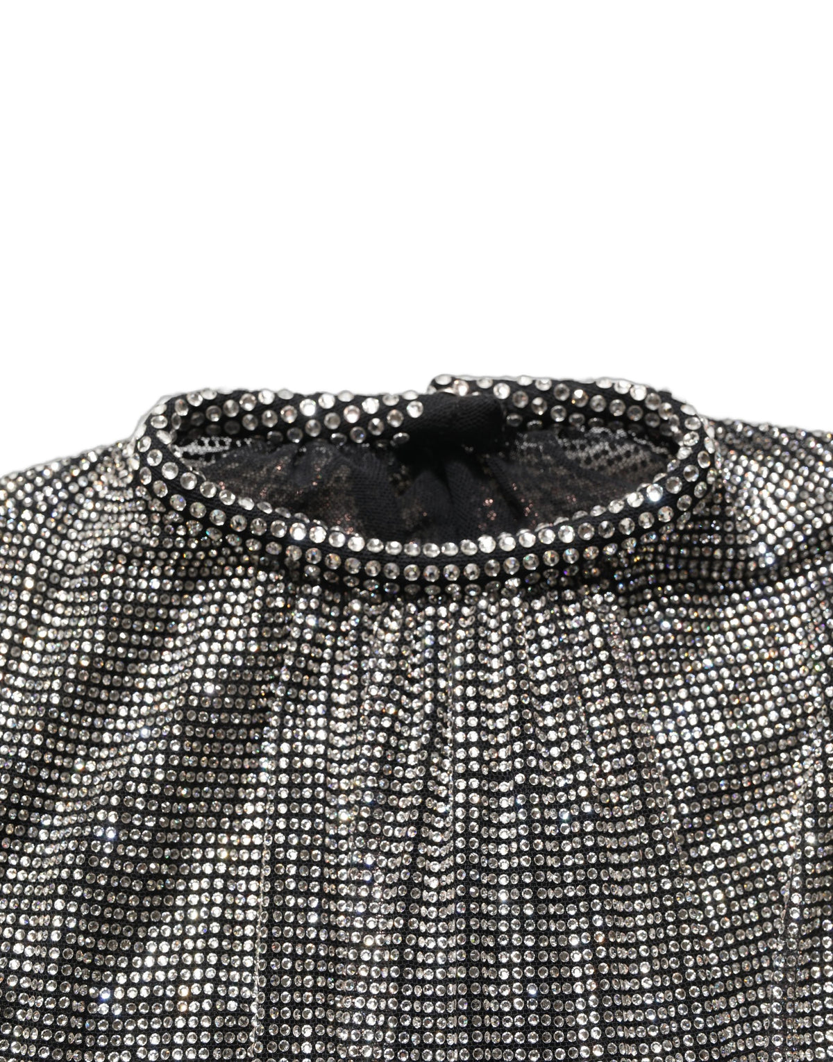 New Dolce & Gabbana Silver Rhinestones Long Sleeves Bodysuit Mini Dress