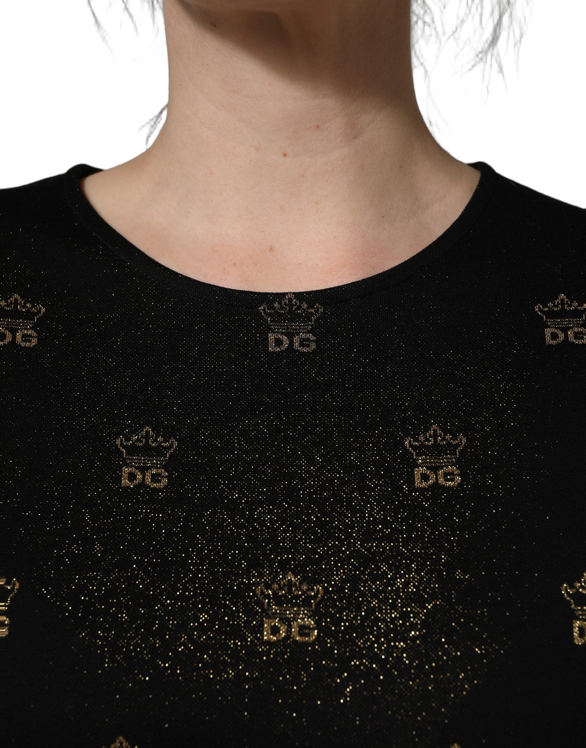 Dolce & Gabbana Black DG Crown Short-Sleeve Sheath Dress