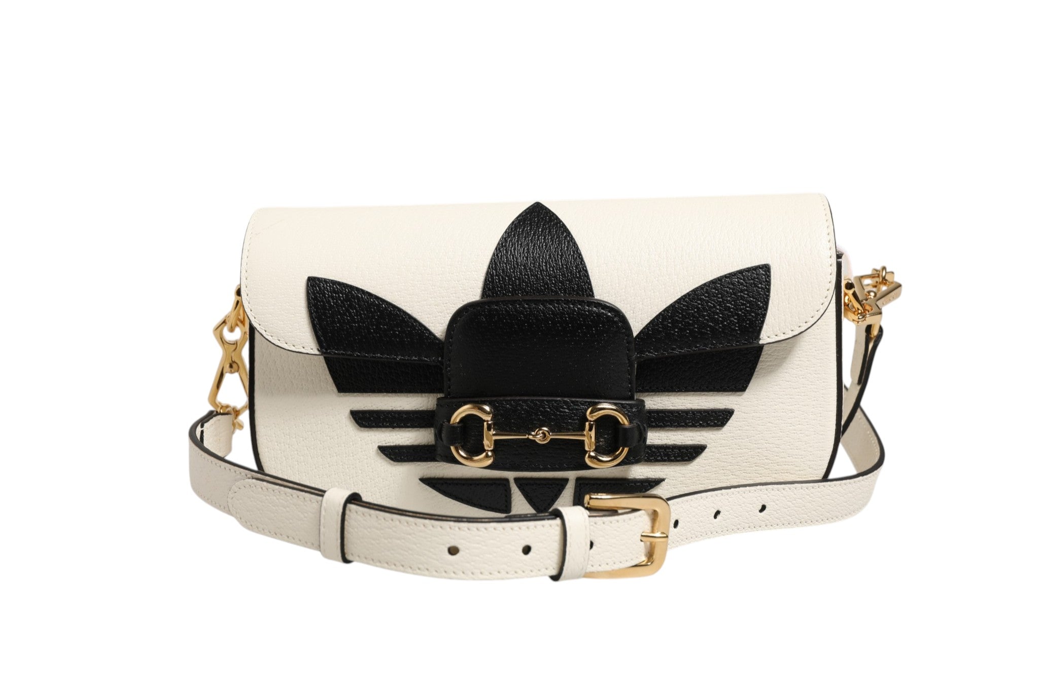 Pre-Owned Gucci x Adidas Horsebit 1955 Shoulder Bag Black/White White Women's A (Excellent — Like New)