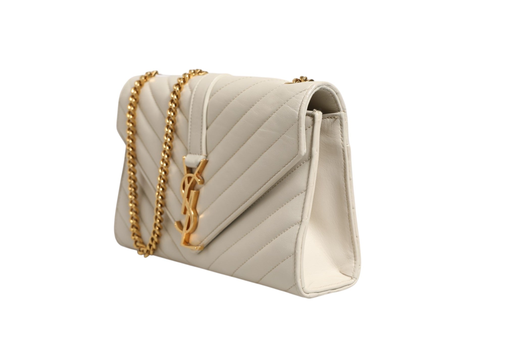 Pre-Owned Saint Laurent Envelope Triquilt Medium YSL Shoulder Bag White Women's AB (Very Good — between Lightly Used and Used)