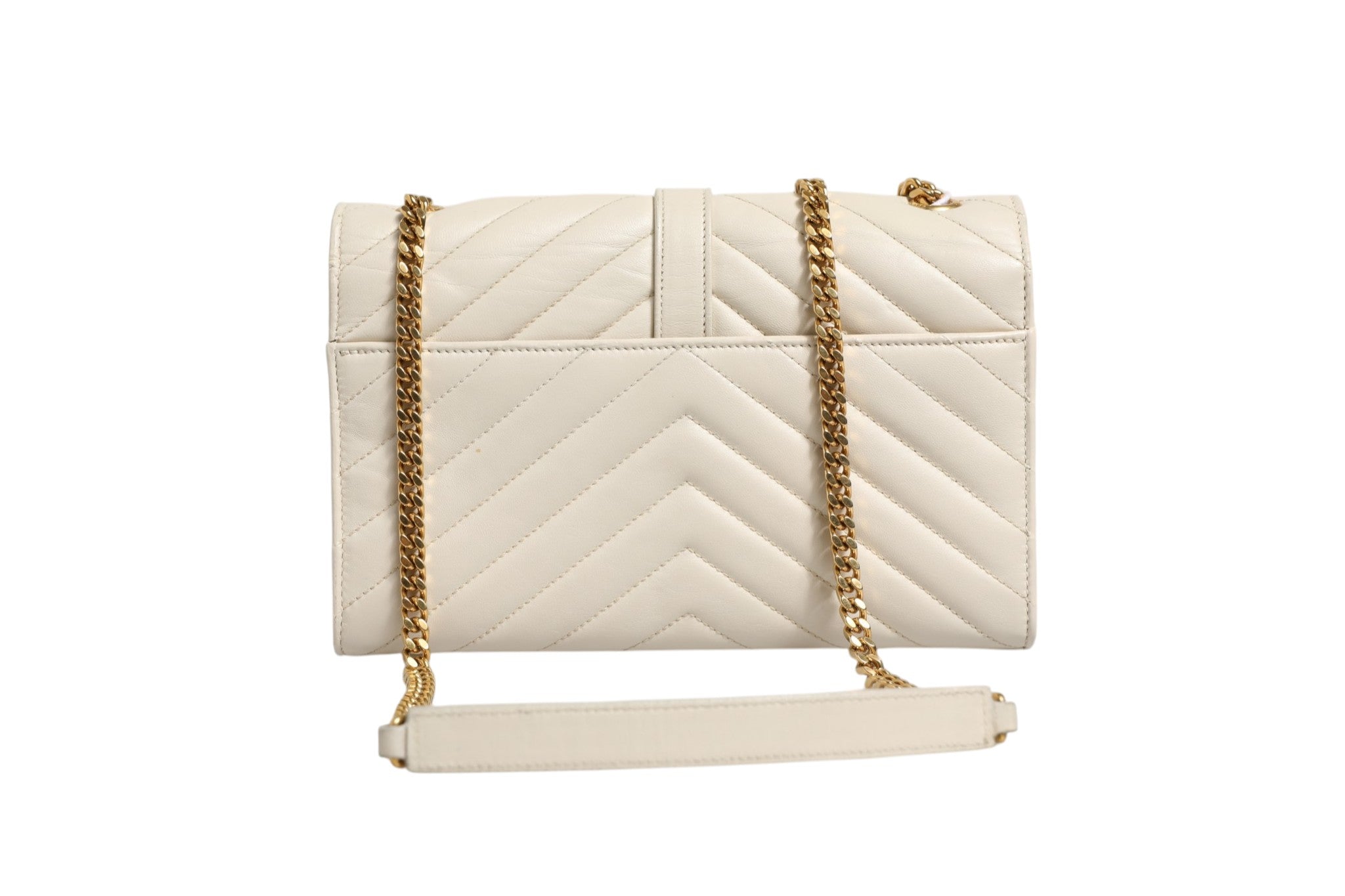 Pre-Owned Saint Laurent Envelope Triquilt Medium YSL Shoulder Bag White Women's AB (Very Good — between Lightly Used and Used)