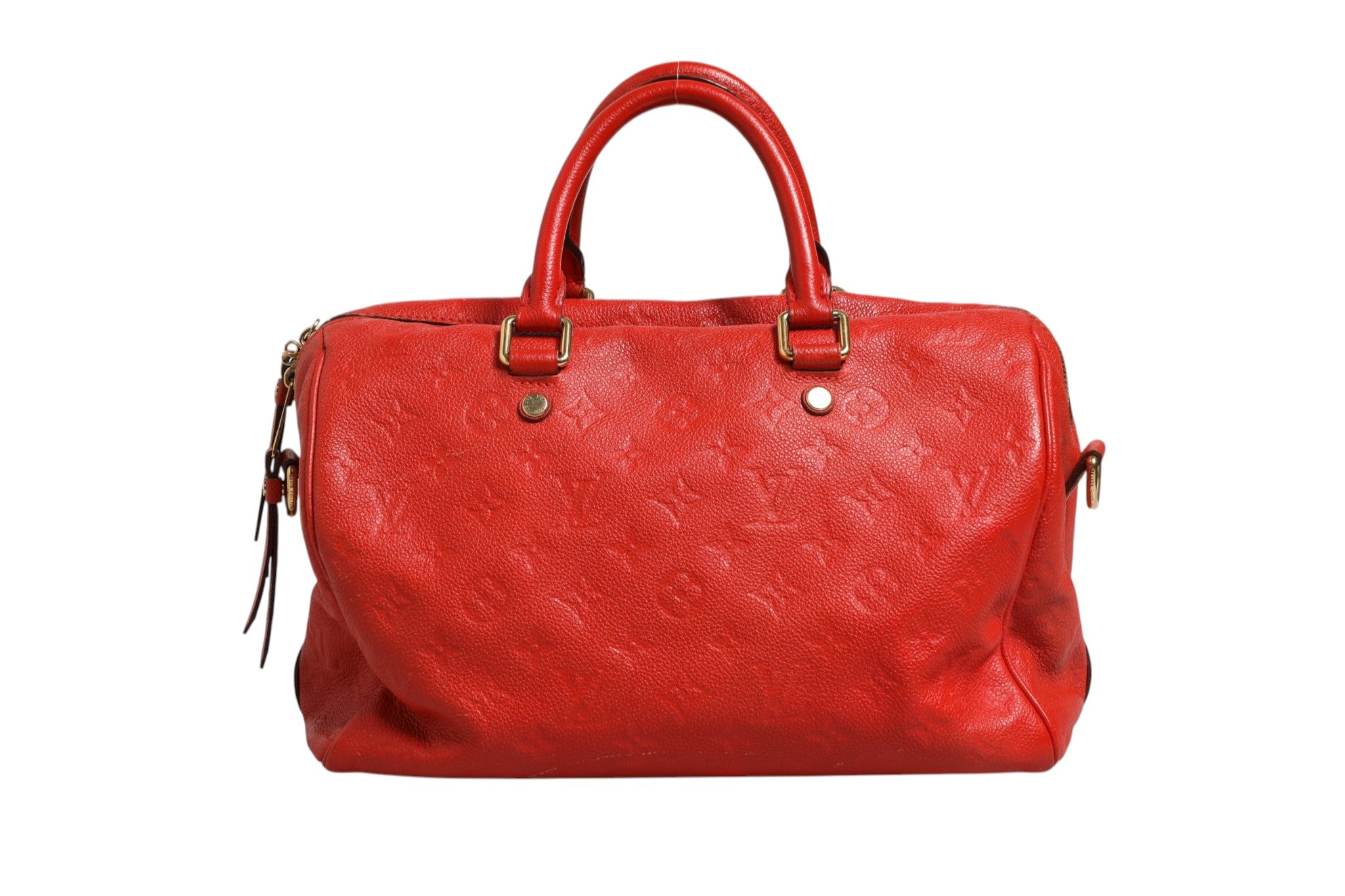 Pre-Owned Louis Vuitton Red Monogram Empreinte Speedy Bandouliere 30 red Women's B+ (Good — light signs of wear)