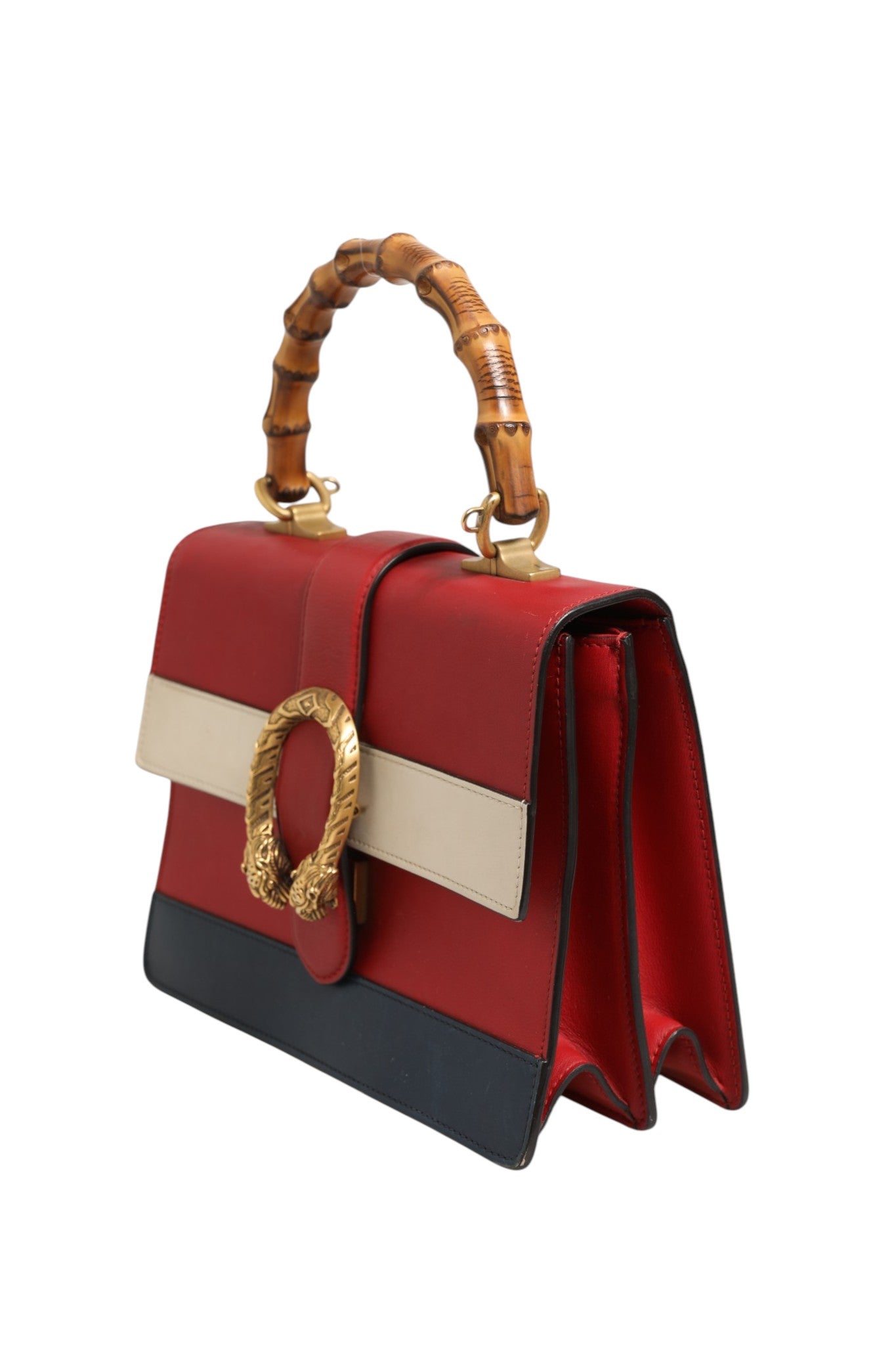 Pre-Owned Gucci Dionysus Bamboo Medium Top Handle Bag White Blue Red Red Women's B+ (Good — light signs of wear)
