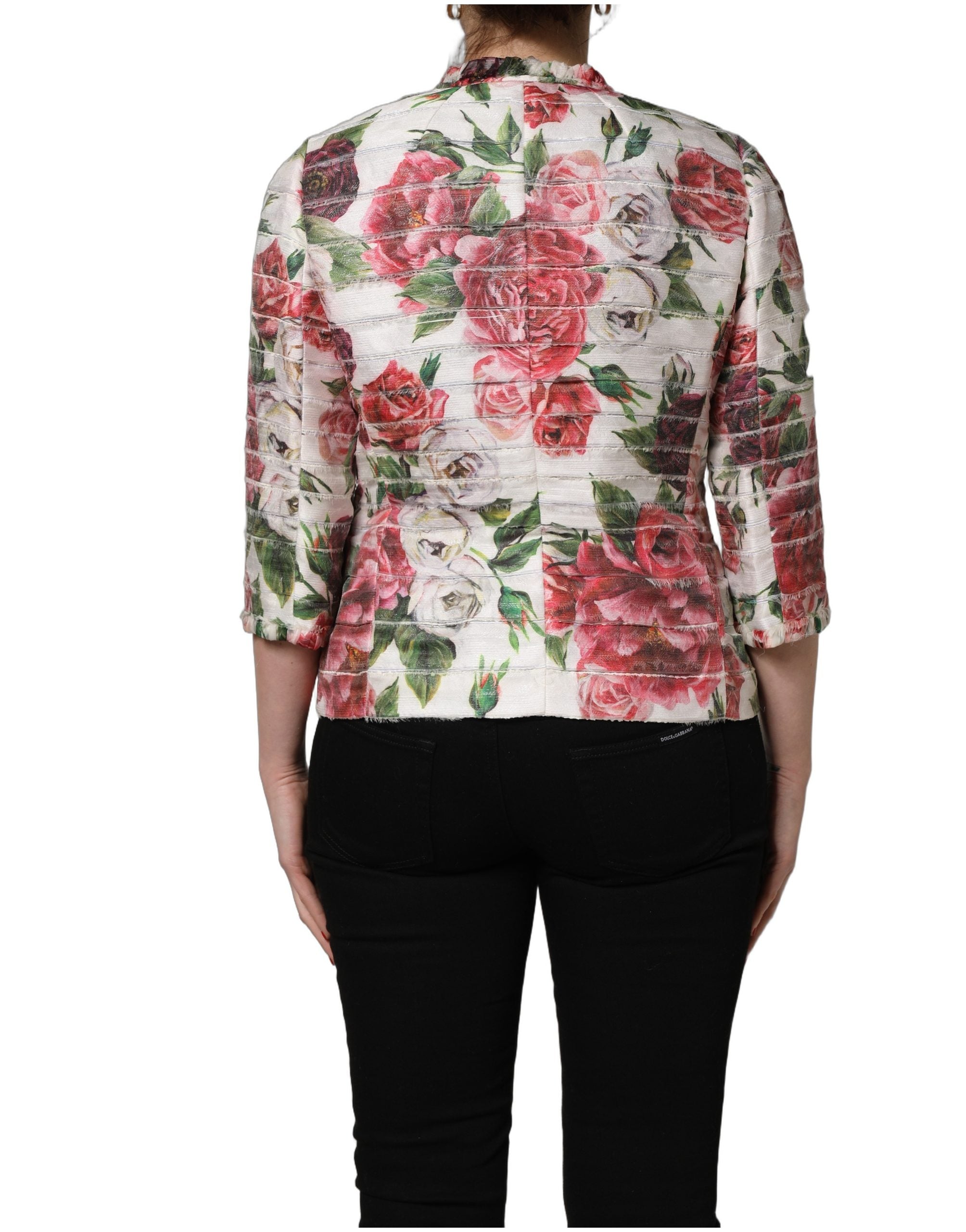 Dolce & Gabbana Multicolor Peony Print Polyester Coat Jacket