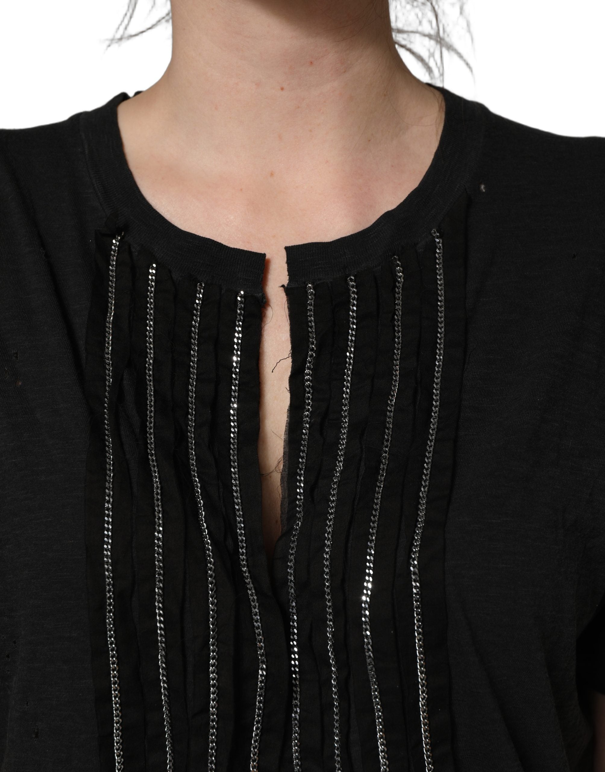 Dsquared² Black Chain Embellished Cotton Short Sleeve T-shirt