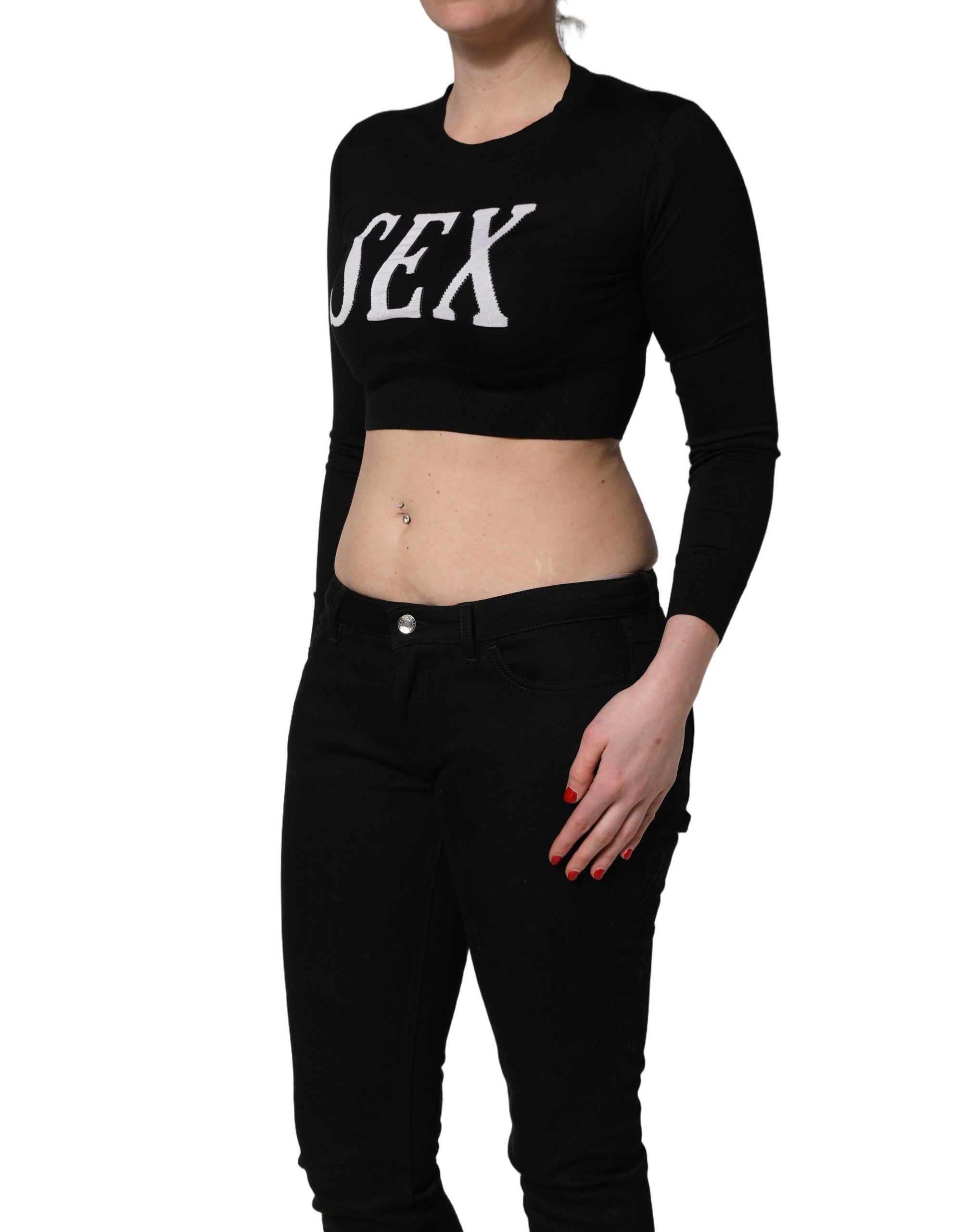 Dolce & Gabbana Black Graphic Print Long-Sleeved Top