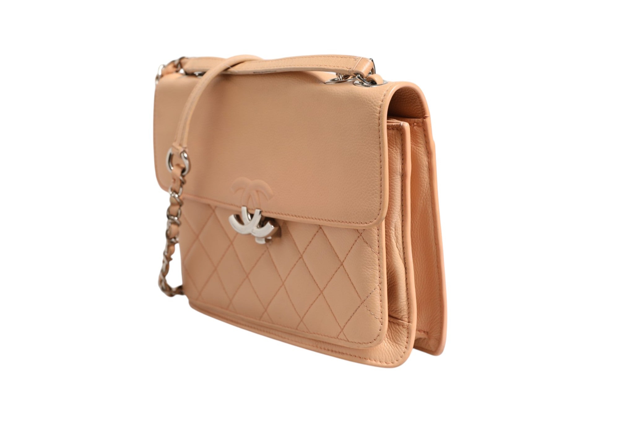 Pre-Owned Chanel Goatskin Quilted Small CC Box Flap Bag Pastel Pink Women's AB (Very Good — between Lightly Used and Used)