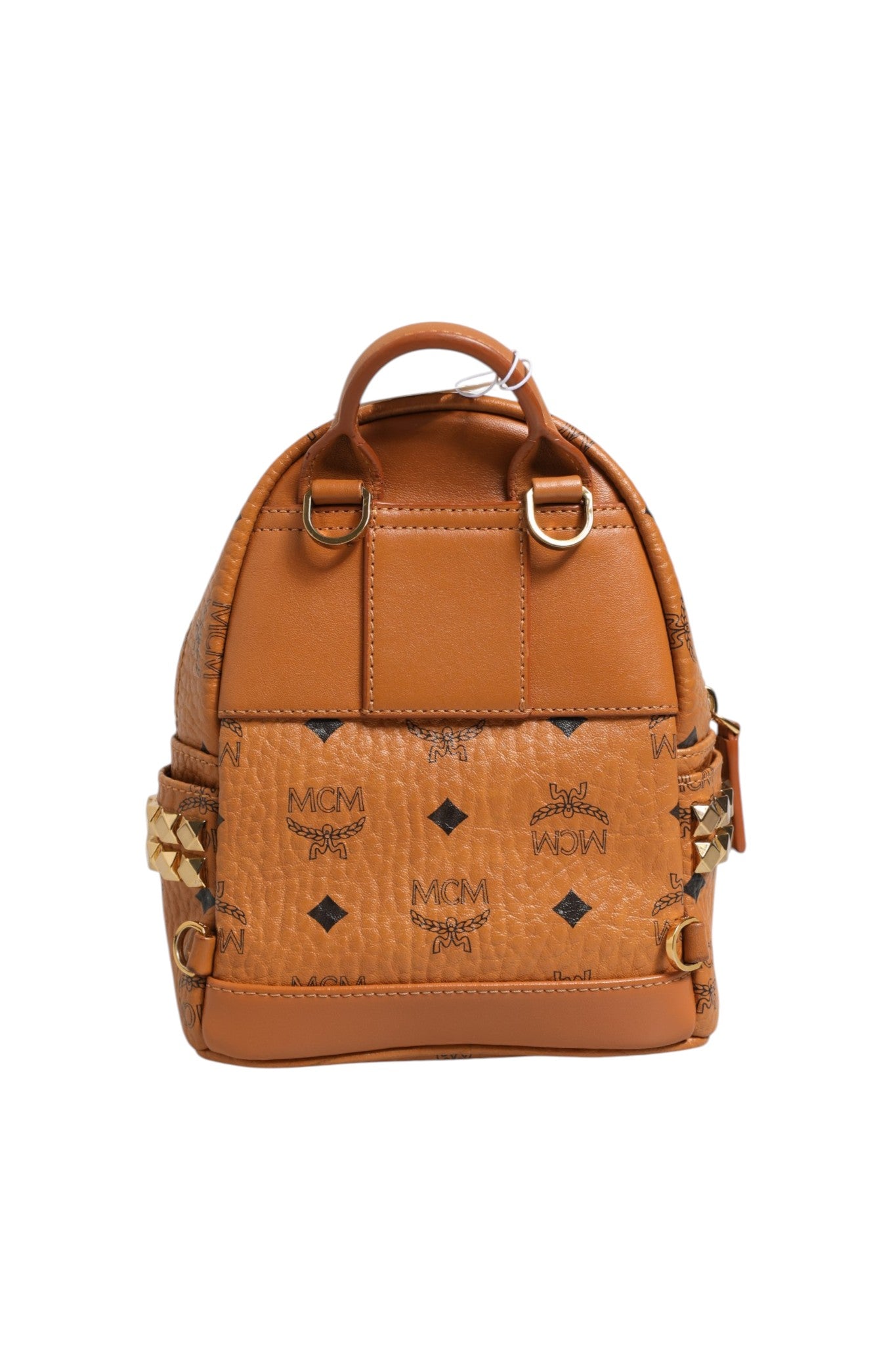 Pre-Owned MCM Stark Mini Backpack in Visetos Cognac Brown Women's B+ (Good — light signs of wear)