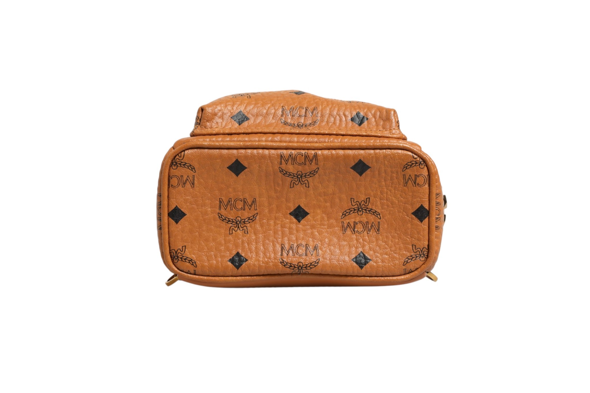 Pre-Owned MCM Stark Mini Backpack in Visetos Cognac Brown Women's B+ (Good — light signs of wear)