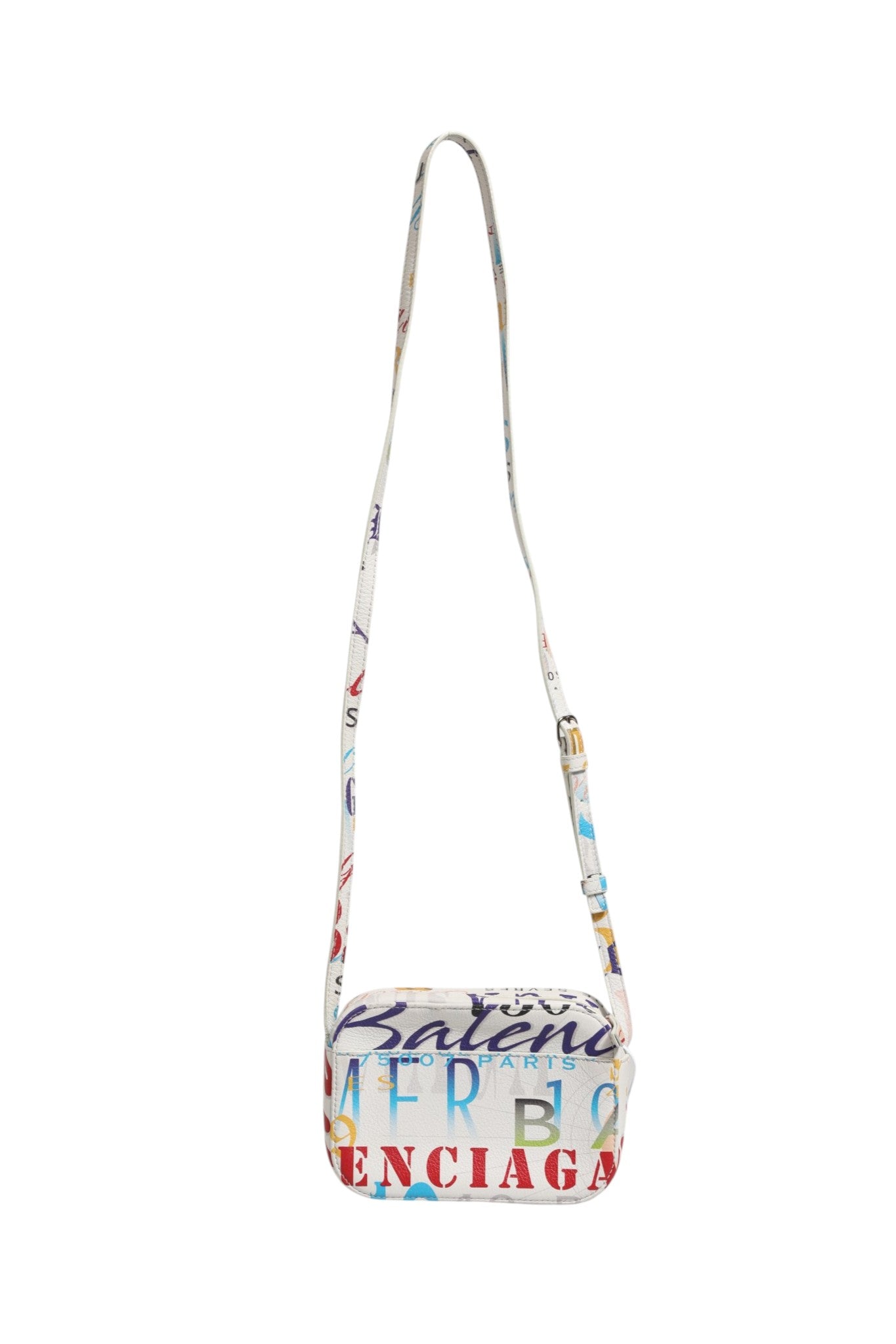 Pre-Owned Balenciaga White Graffiti Print Leather Mini City Handbag White, Red, Blue Women's B+ (Good — light signs of wear)
