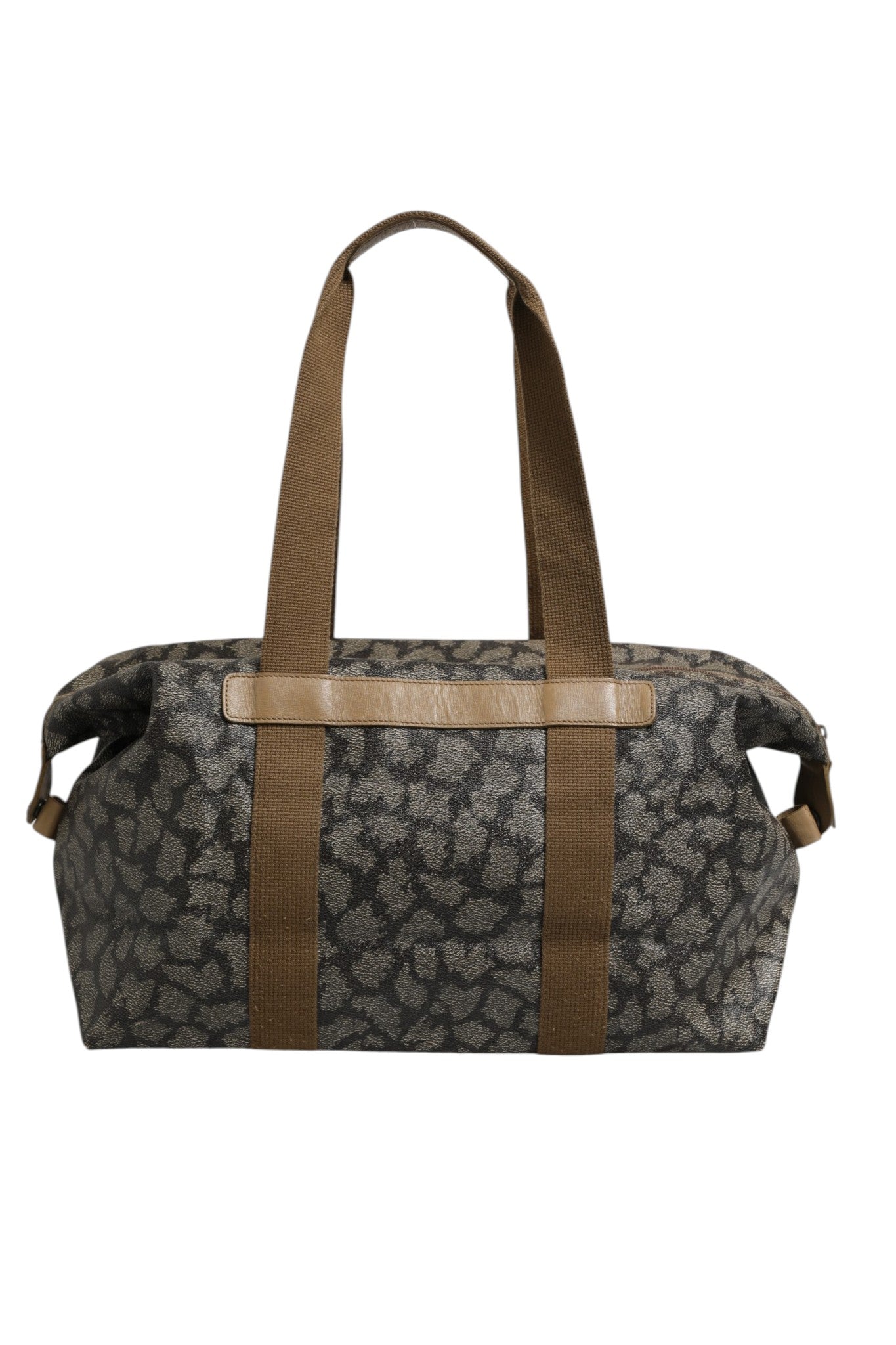 Pre-Owned Saint Laurent Green and Brown Pattern Canvas Duffel Bag Brown Women's AB (Very Good — between Lightly Used and Used)
