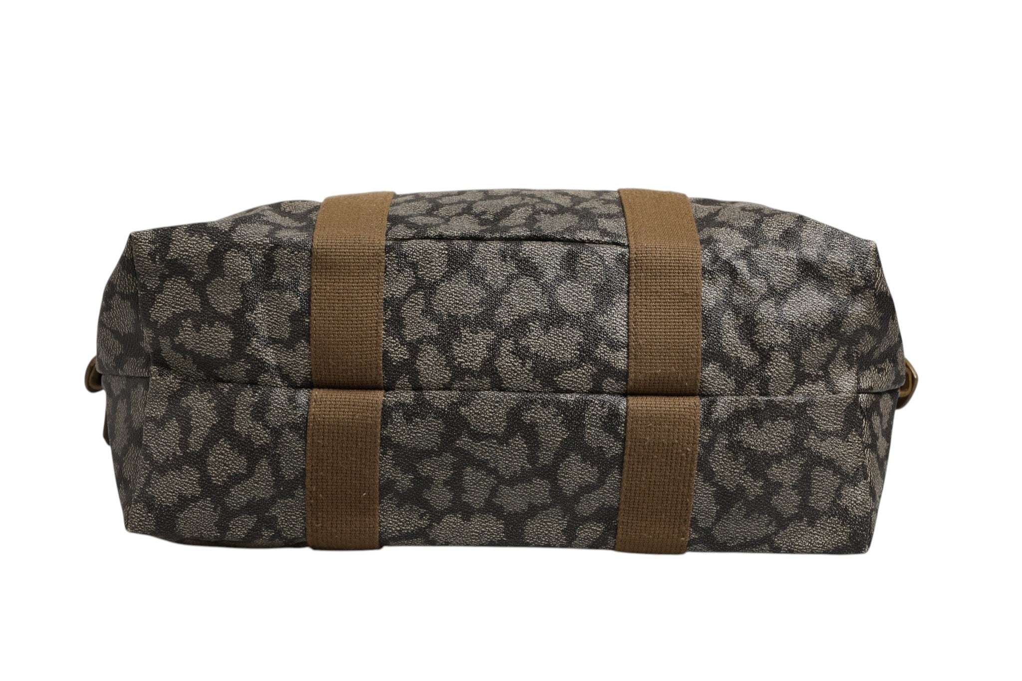 Pre-Owned Saint Laurent Green and Brown Pattern Canvas Duffel Bag Brown Women's AB (Very Good — between Lightly Used and Used)
