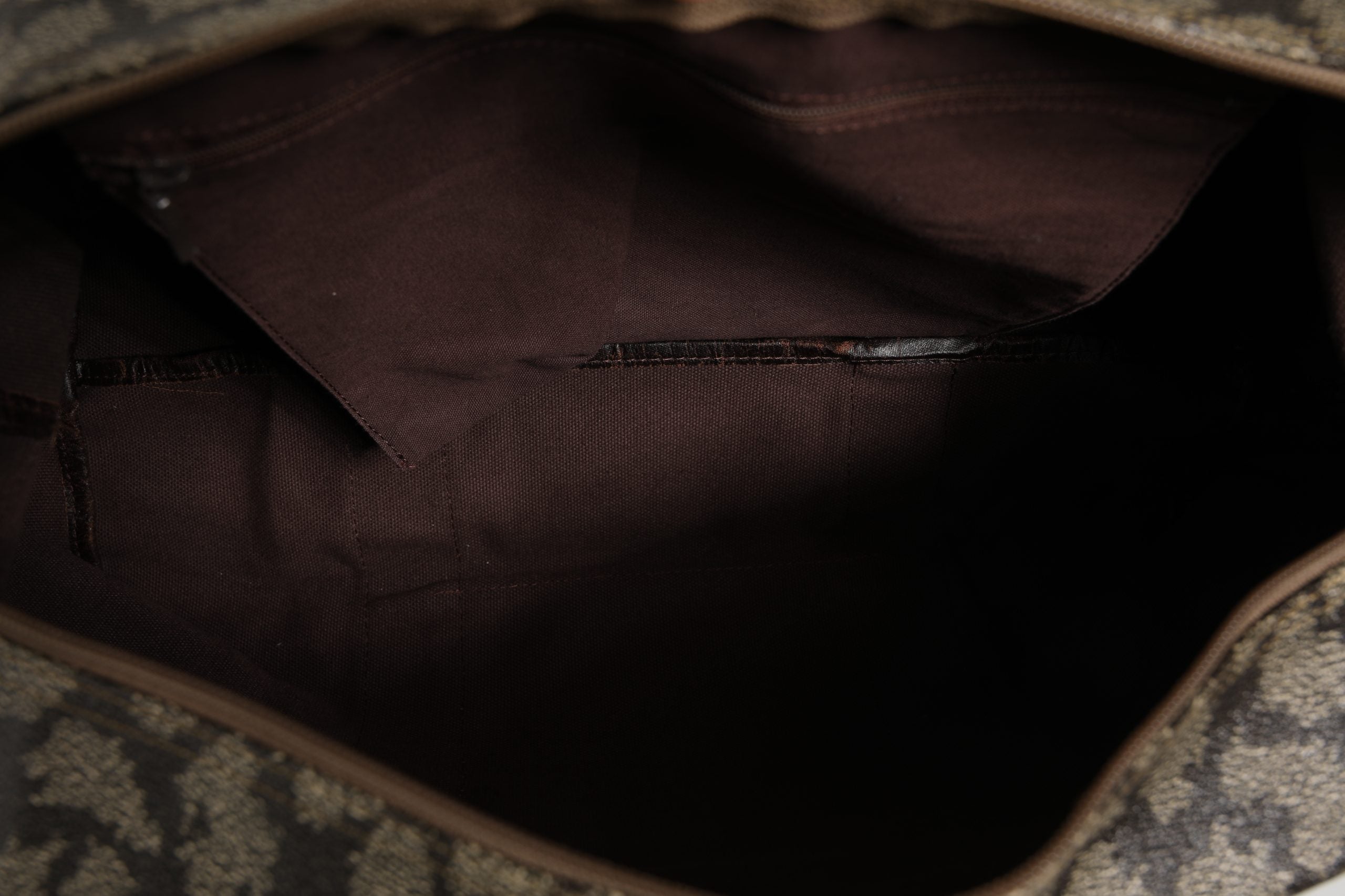 Pre-Owned Saint Laurent Green and Brown Pattern Canvas Duffel Bag Brown Women's AB (Very Good — between Lightly Used and Used)