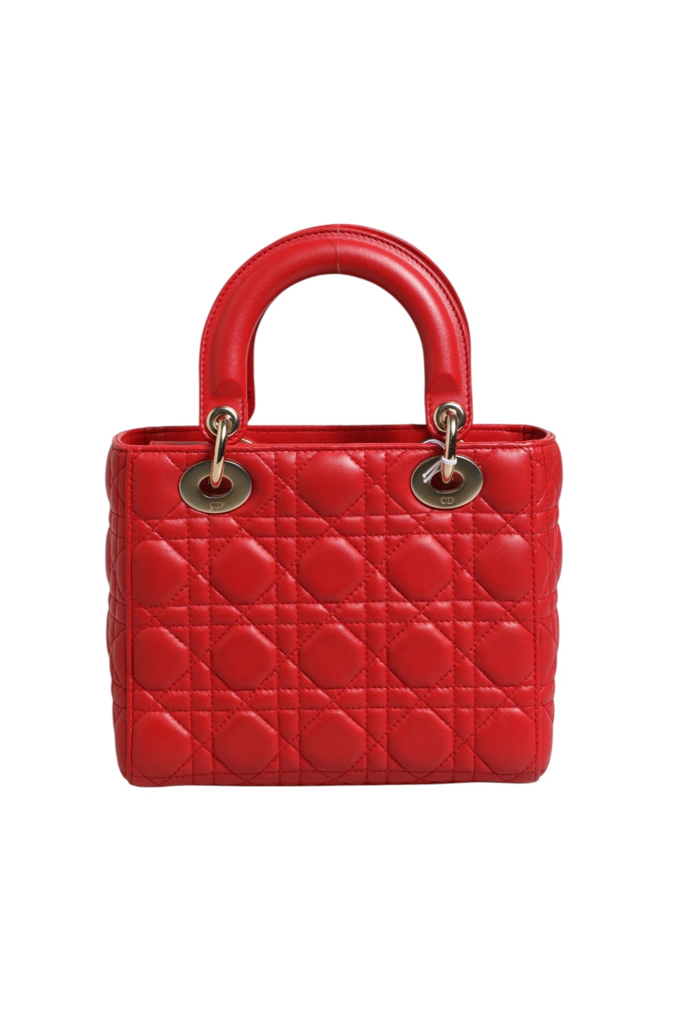 Pre-Owned Christian Dior Lady Dior Cannage Leather Handbag Red Women's B+ (Good — light signs of wear)