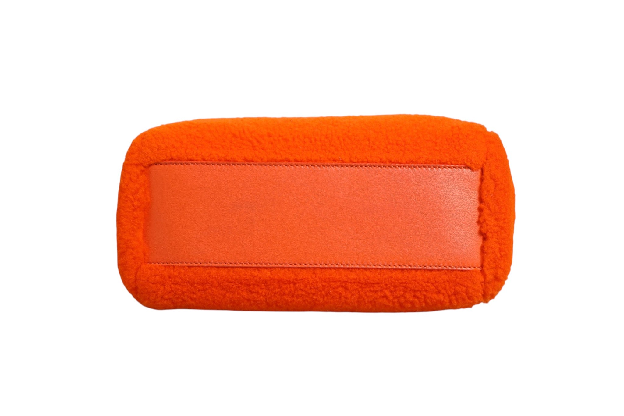 Pre-Owned Fendi Orange Leather and Shearling Mini Peekaboo Top Handle Bag Orange Women's B+ (Good — light signs of wear)