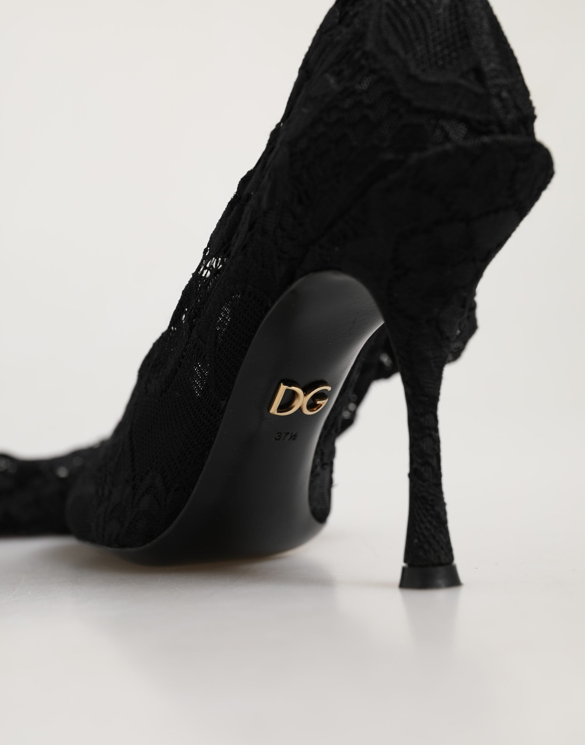Dolce & Gabbana Black Taormina Lace Socks Boots Pumps Shoes