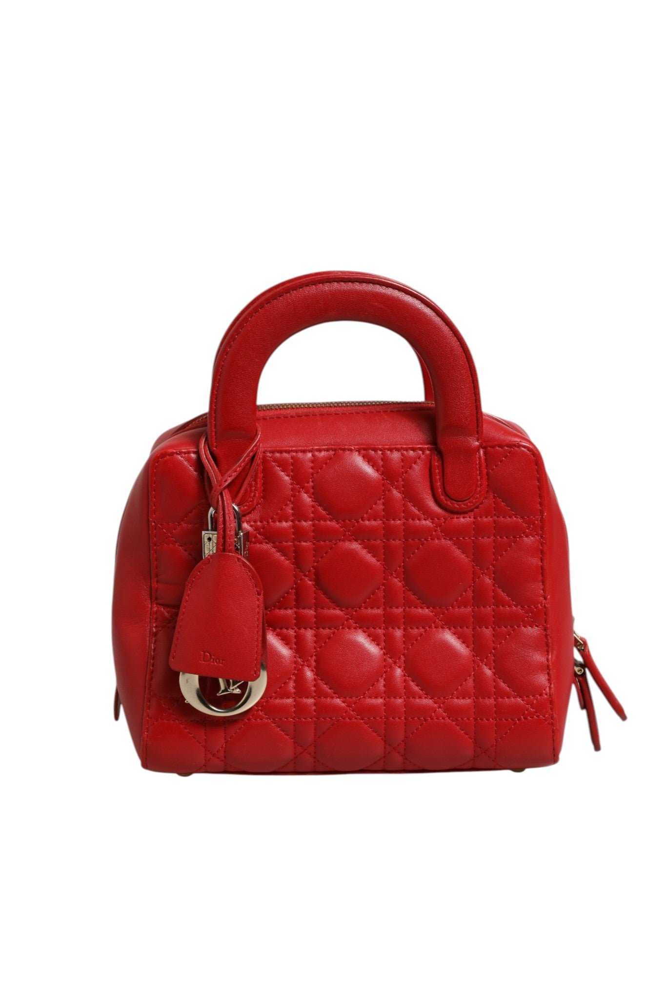Pre-Owned Christian Dior Small Dior Toujours Bag Black Macrocannage Calfskin Red Women's B+ (Good — light signs of wear)