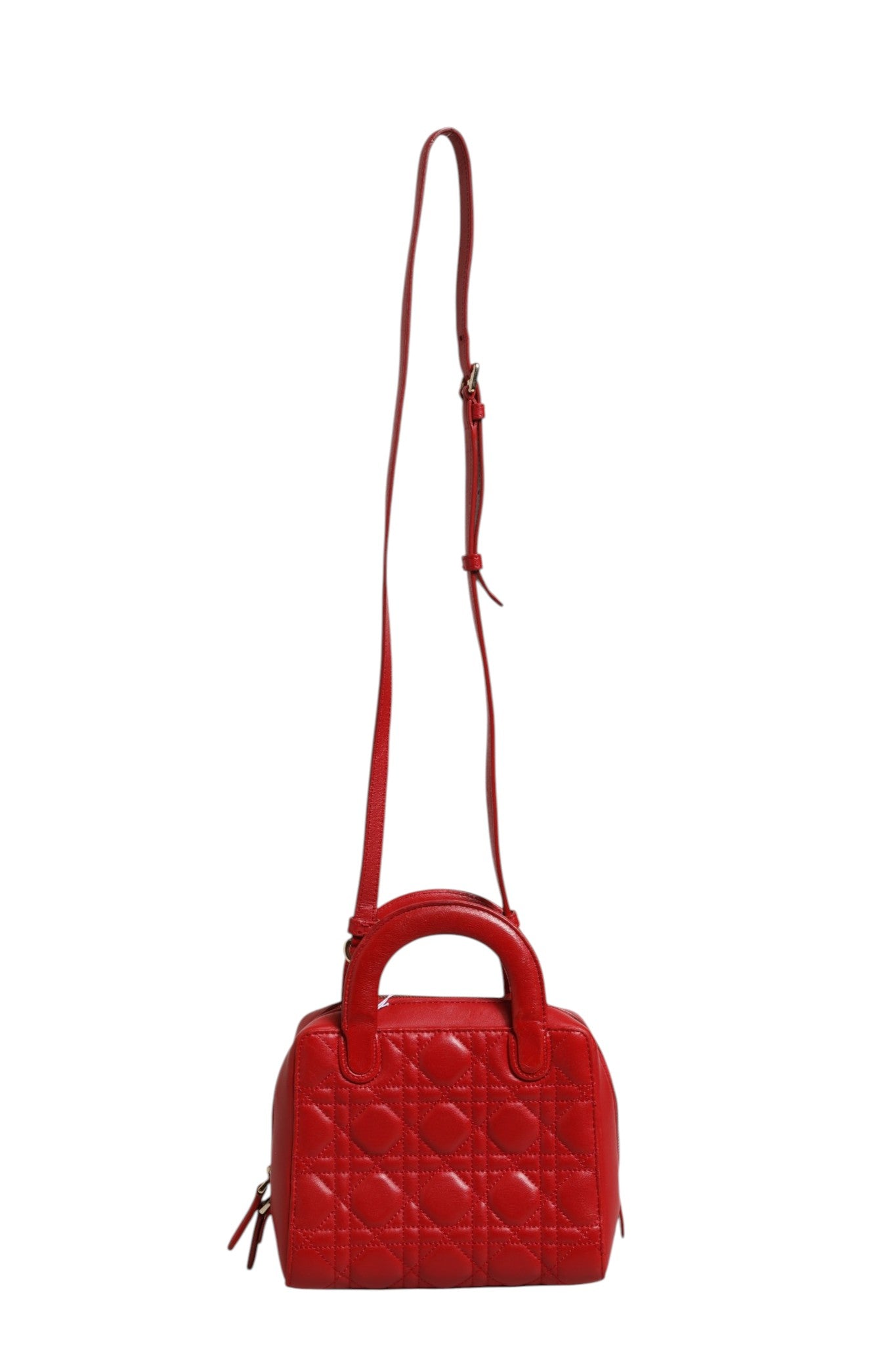 Pre-Owned Christian Dior Small Dior Toujours Bag Black Macrocannage Calfskin Red Women's B+ (Good — light signs of wear)